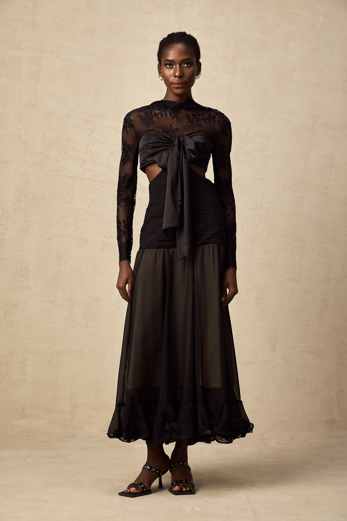Maïwenn floral-lace panelled maxi dress
