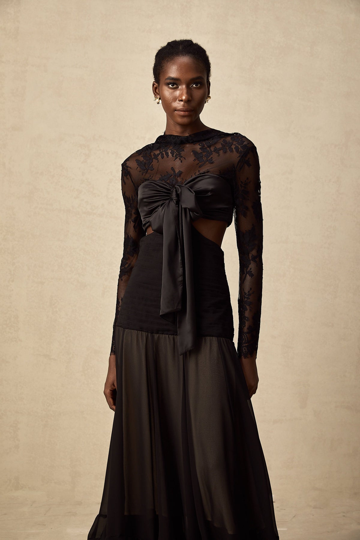 Maïwenn floral-lace panelled maxi dress