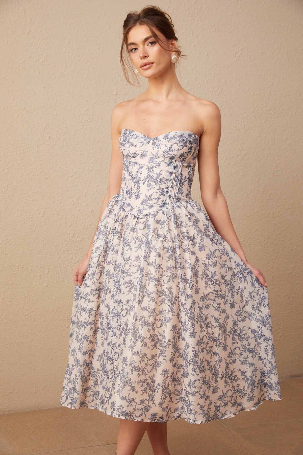 Fanny floral-print off-shoulder midi dress