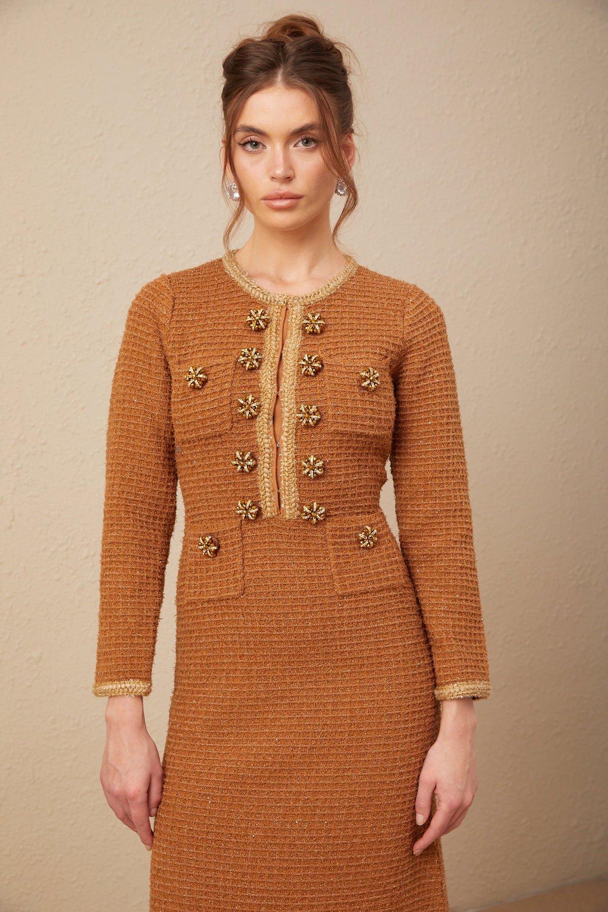 Epona brown braided-edge tweed dress (Final Sale-US Only)