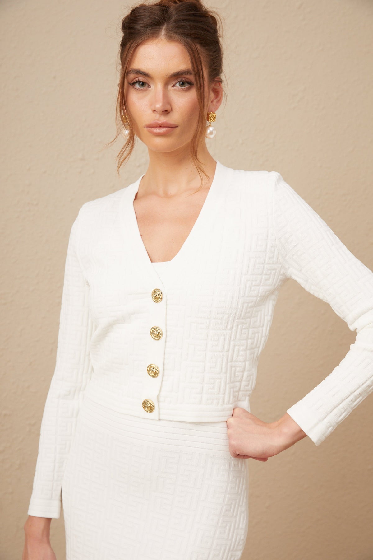 Margot white monogram knit dress