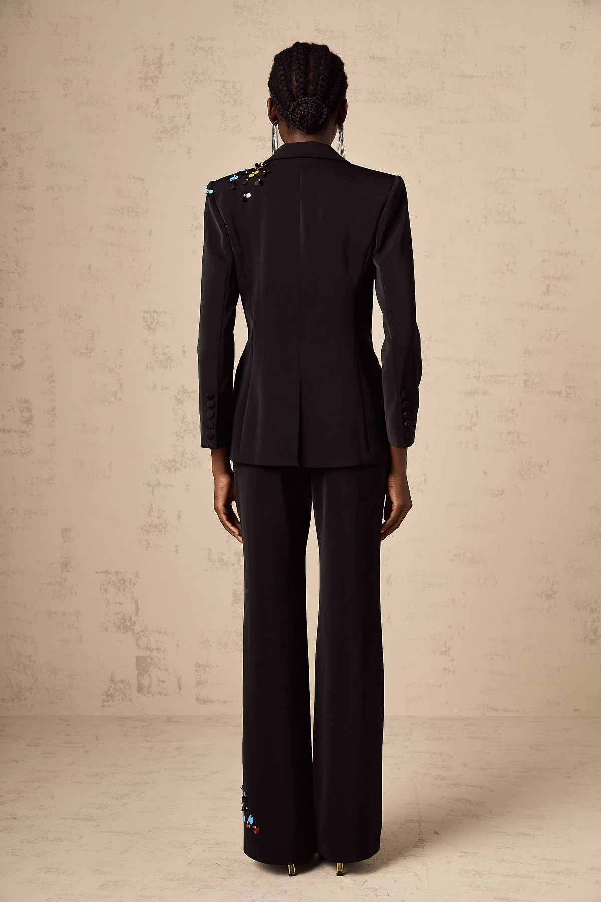 Simona black sequined blazer & trousers matching set (Final Sale-US Only)