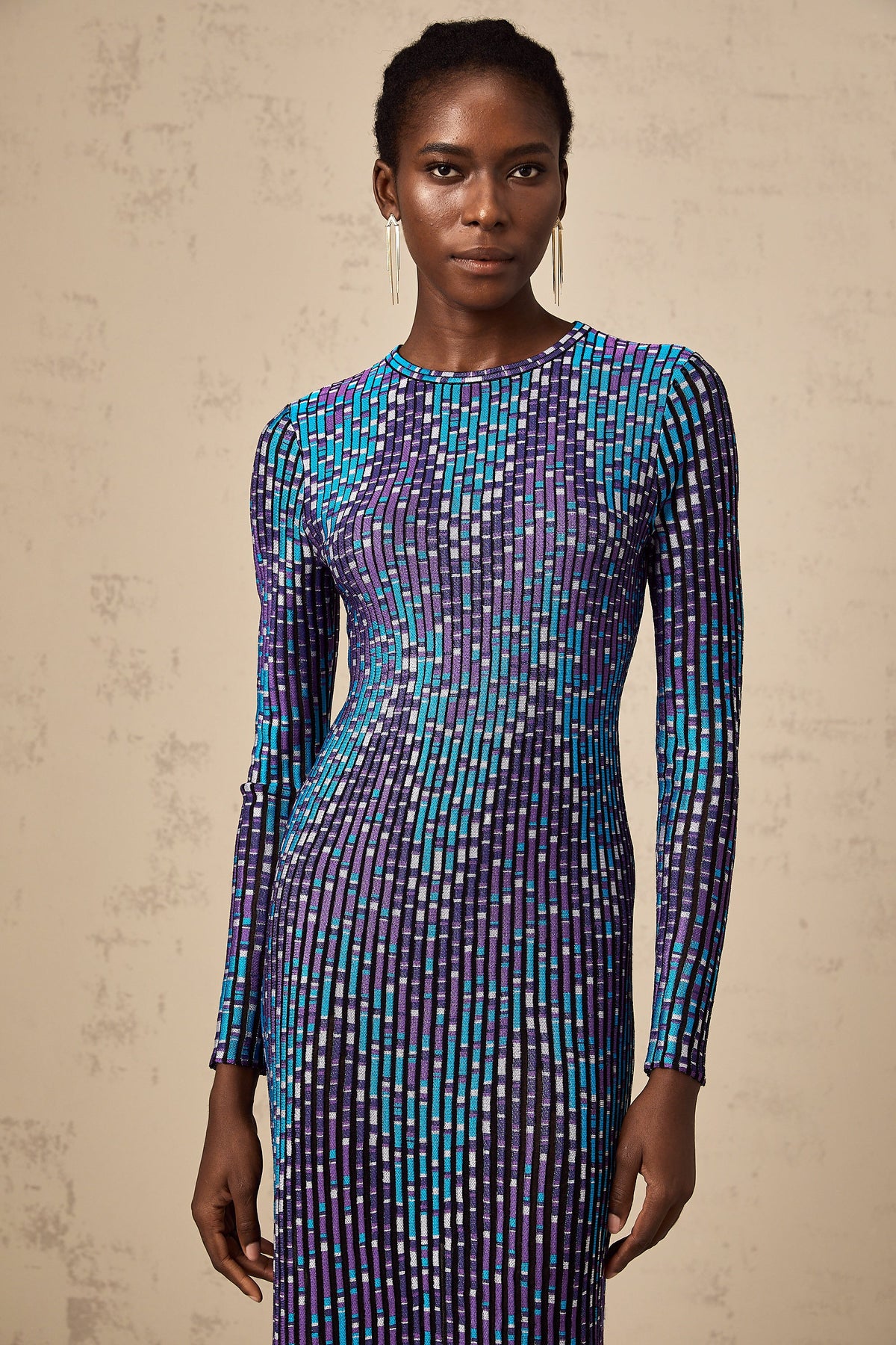 Marie zigzag knitted midi dress