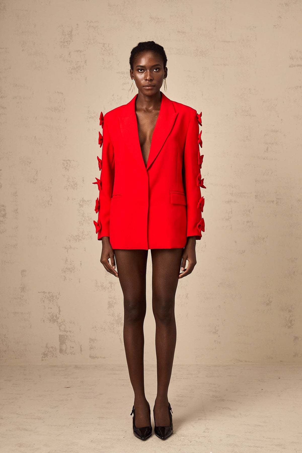 Bella red bowknot cut-out blazer (Final Sale-US Only)