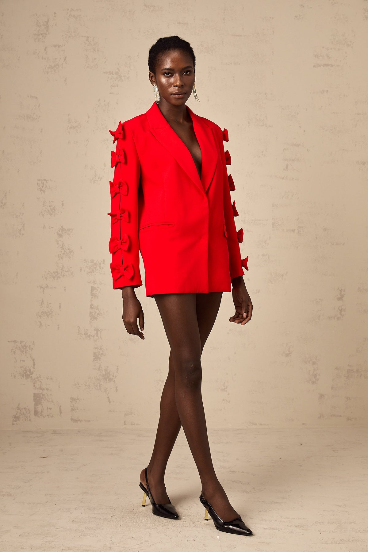 Bella red bowknot cut-out blazer (Final Sale-US Only)