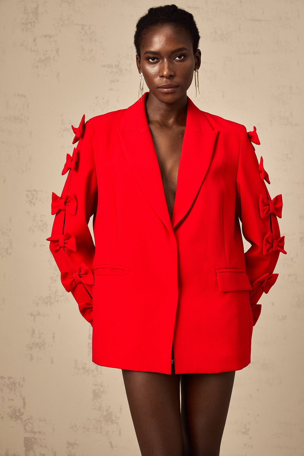 Bella red bowknot cut-out blazer (Final Sale-US Only)