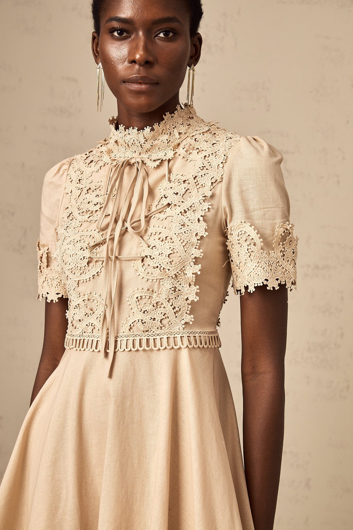 Axelle corded-lace flared mini dress