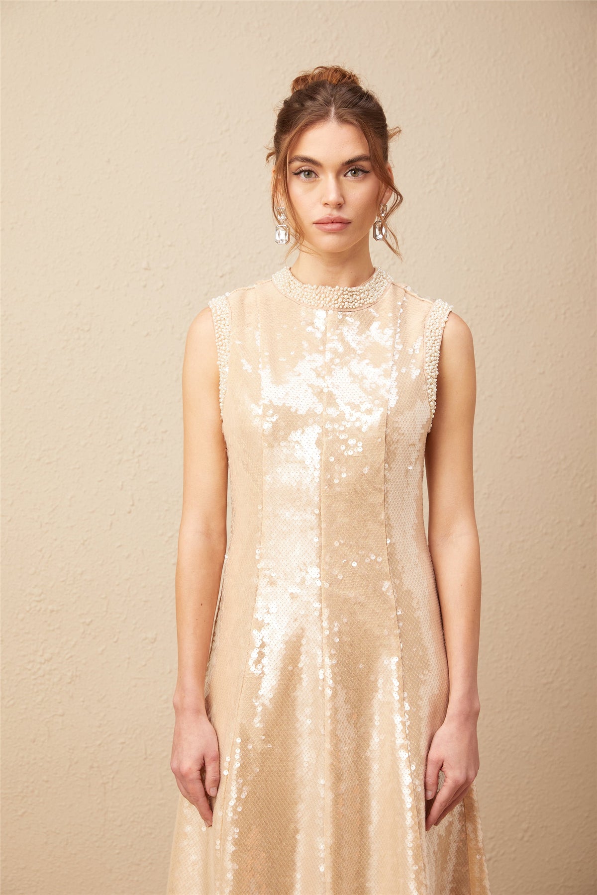 Ornella faux-pearl sequined midi dress (Final Sale)