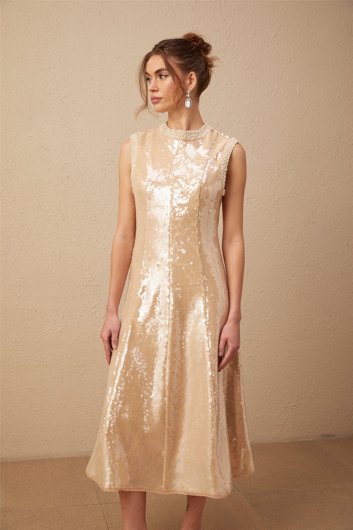 Ornella faux-pearl sequined midi dress (Final Sale)