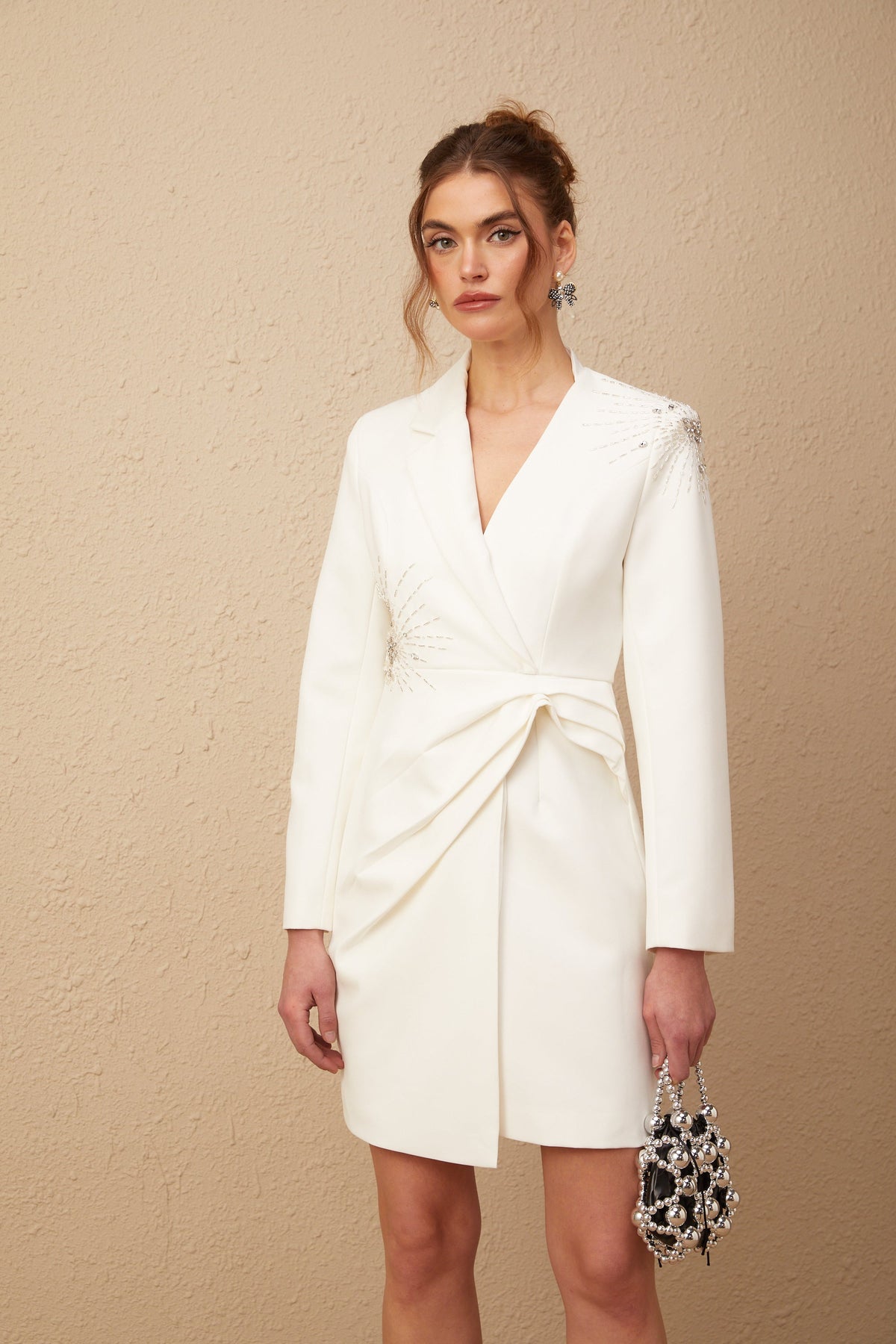 Mireille white embellished asymmetrical blazer dress (Final Sale-US Only)