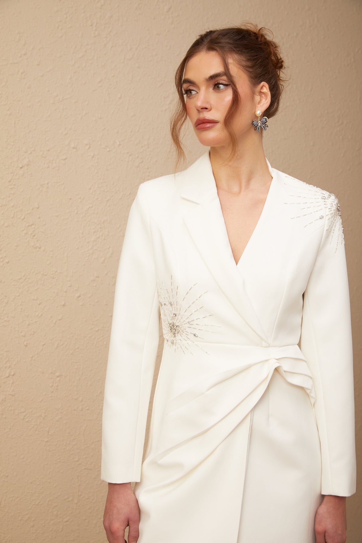 Mireille white embellished asymmetrical blazer dress (Final Sale-US Only)