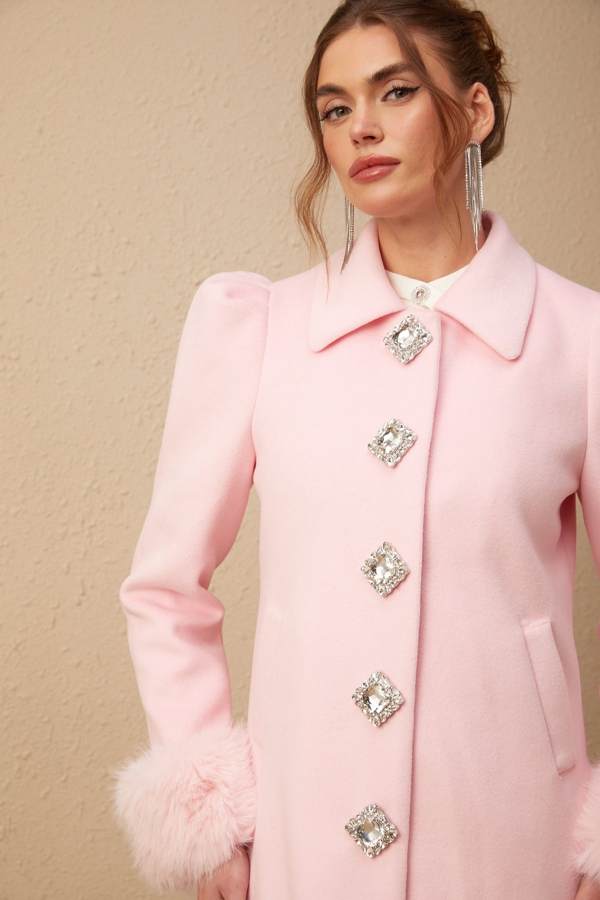 Louisette pink faux-fur overcoat (Final Sale-US Only)