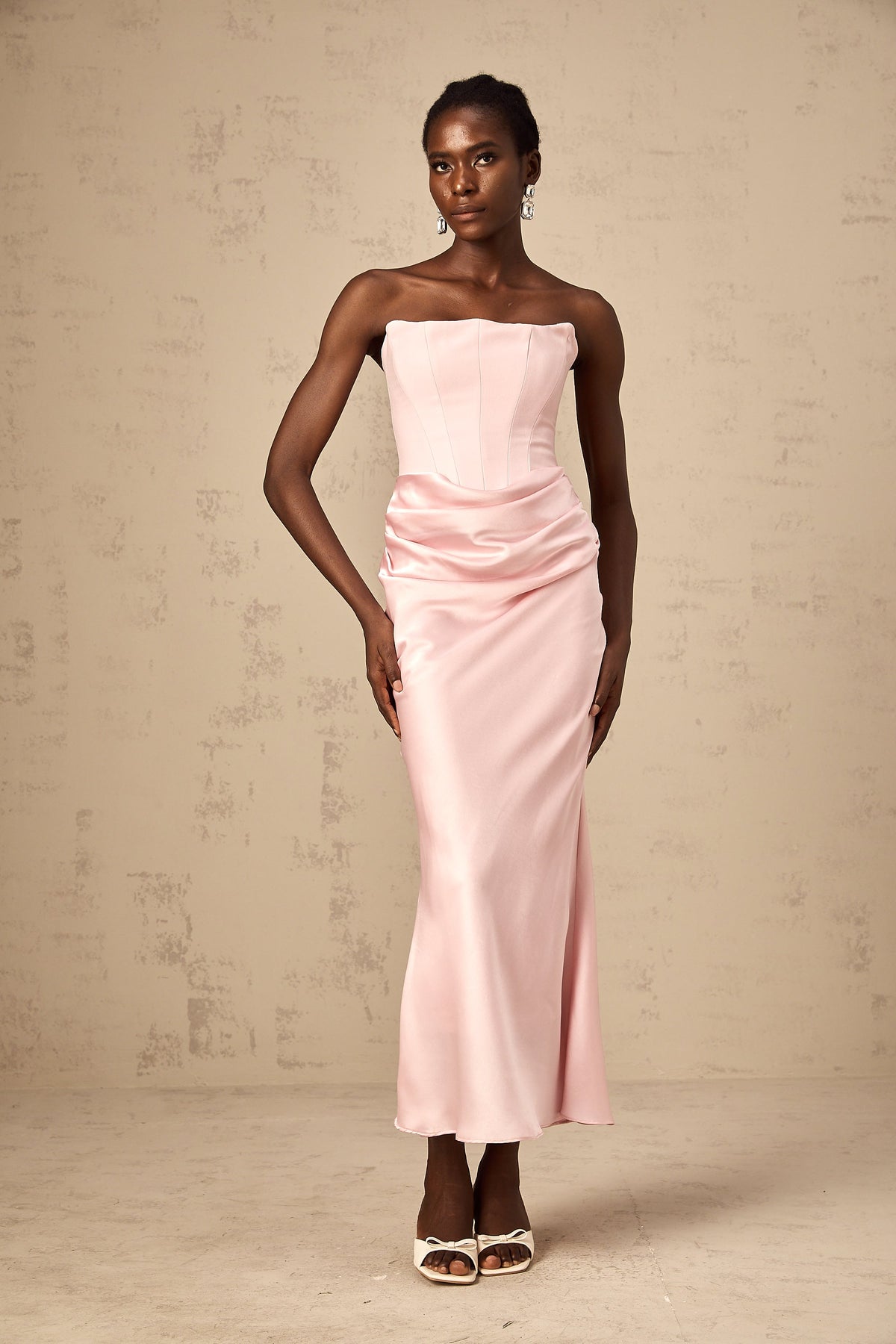 Aurore Pink Off-Shoulder Maxi Dress（Final Sale）