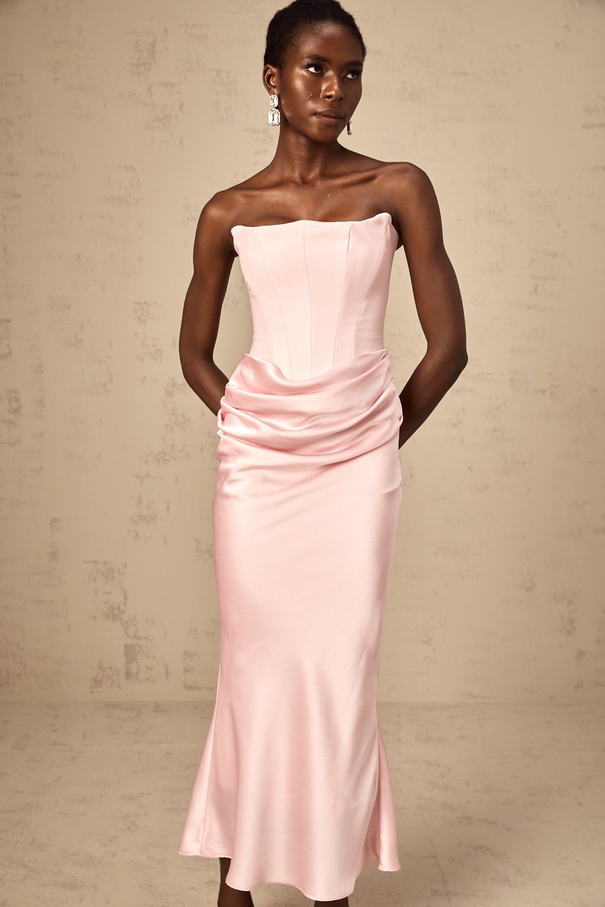Aurore Pink Off-Shoulder Maxi Dress（Final Sale）