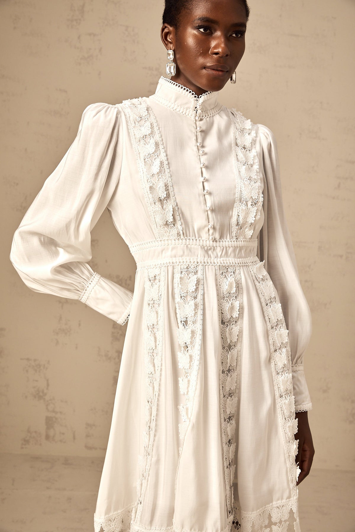 Cyrielle white butterfly-appliqué mini dress