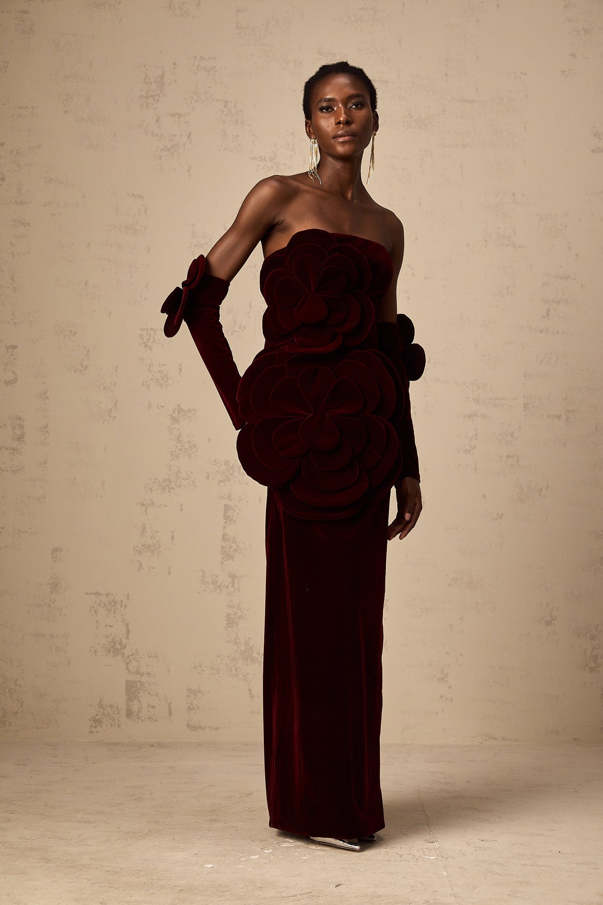 Azura Red Floral Appliqué Maxi Dress (Final Sale-US Only)