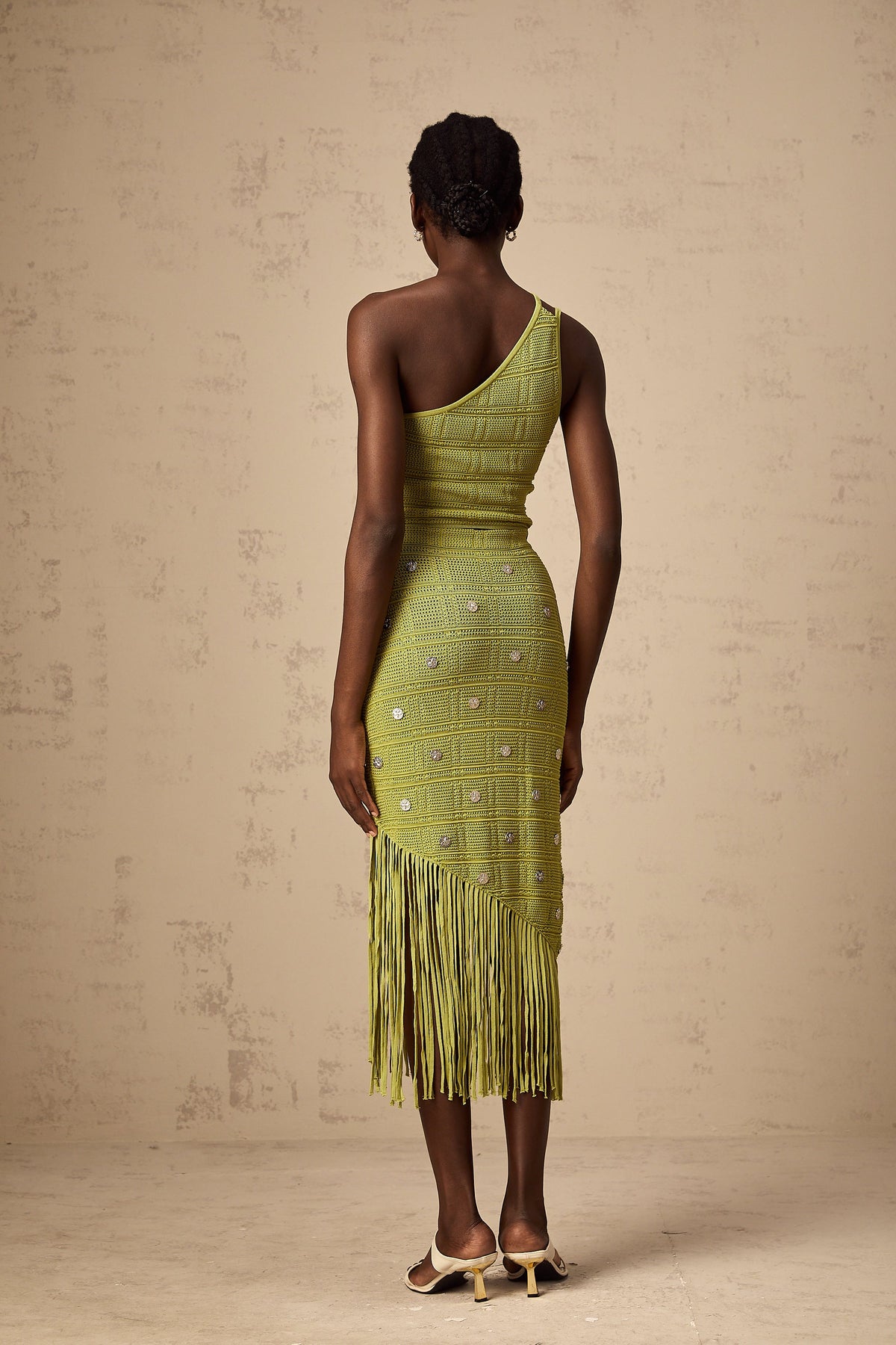 Annette green embellished knit top & skirt matching set (Final Sale-US Only)