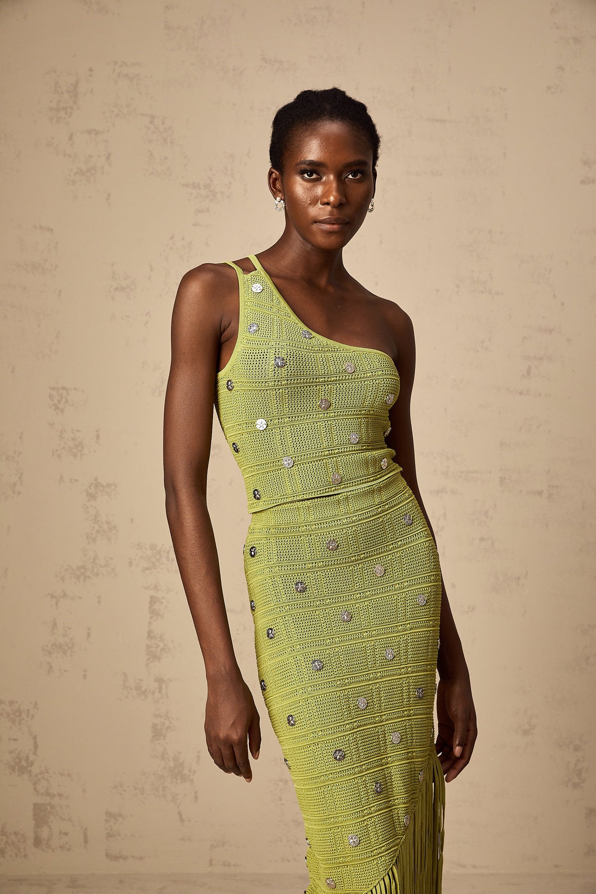Annette green embellished knit top & skirt matching set (Final Sale-US Only)