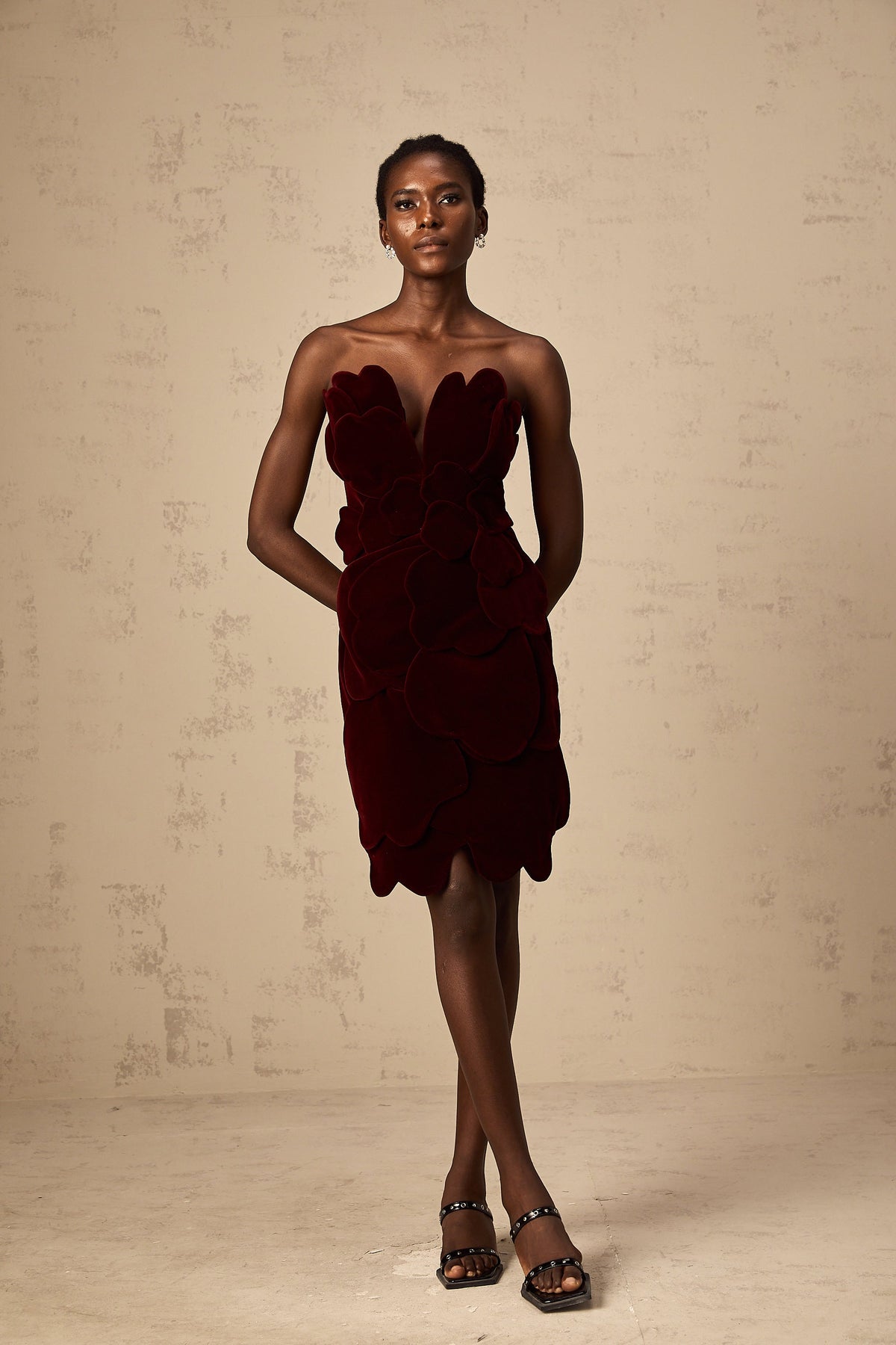 Maïwenn red floral-appliqué velvet mini dress (Final Sale-US Only)
