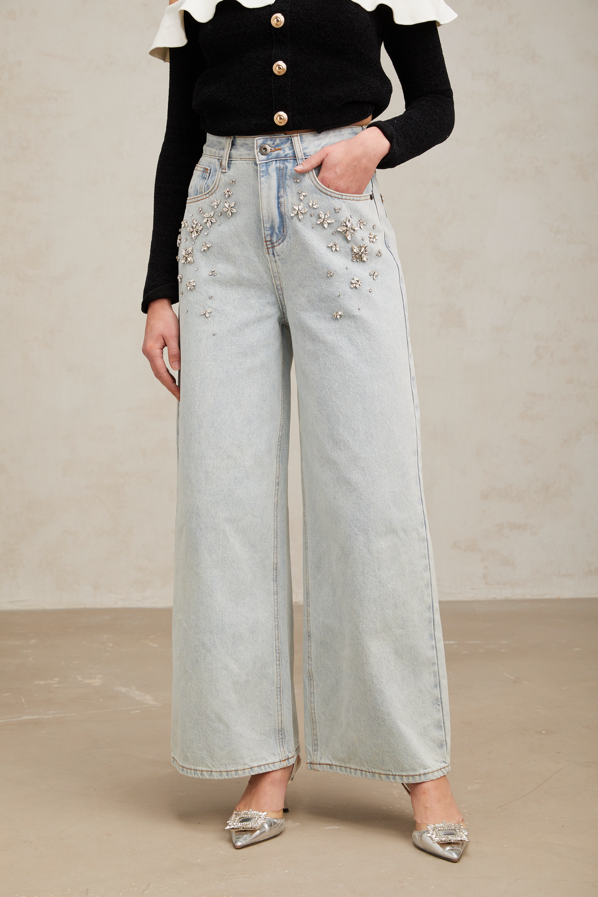 Mélanie light-blue embellished denim jeans (Final Sale)
