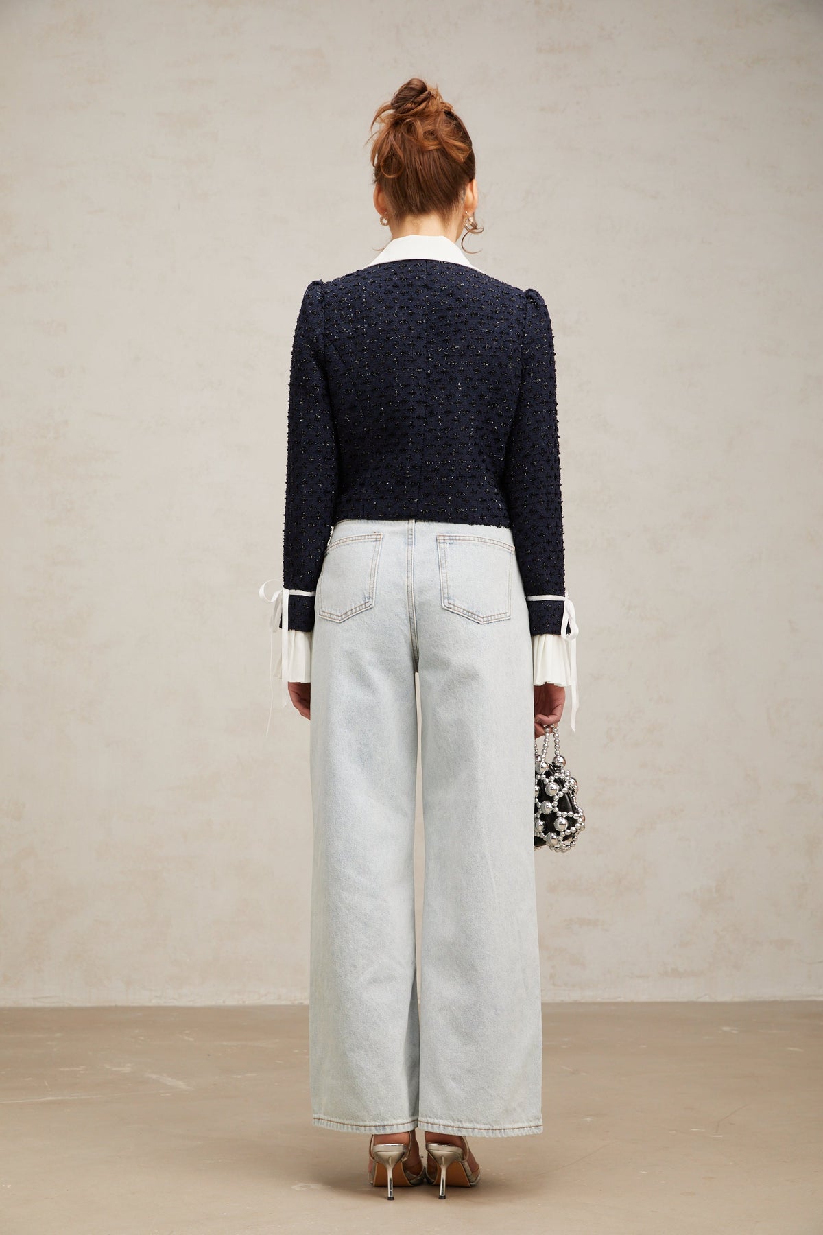 Doriane navy-blue panelled tweed jacket (Final Sale)