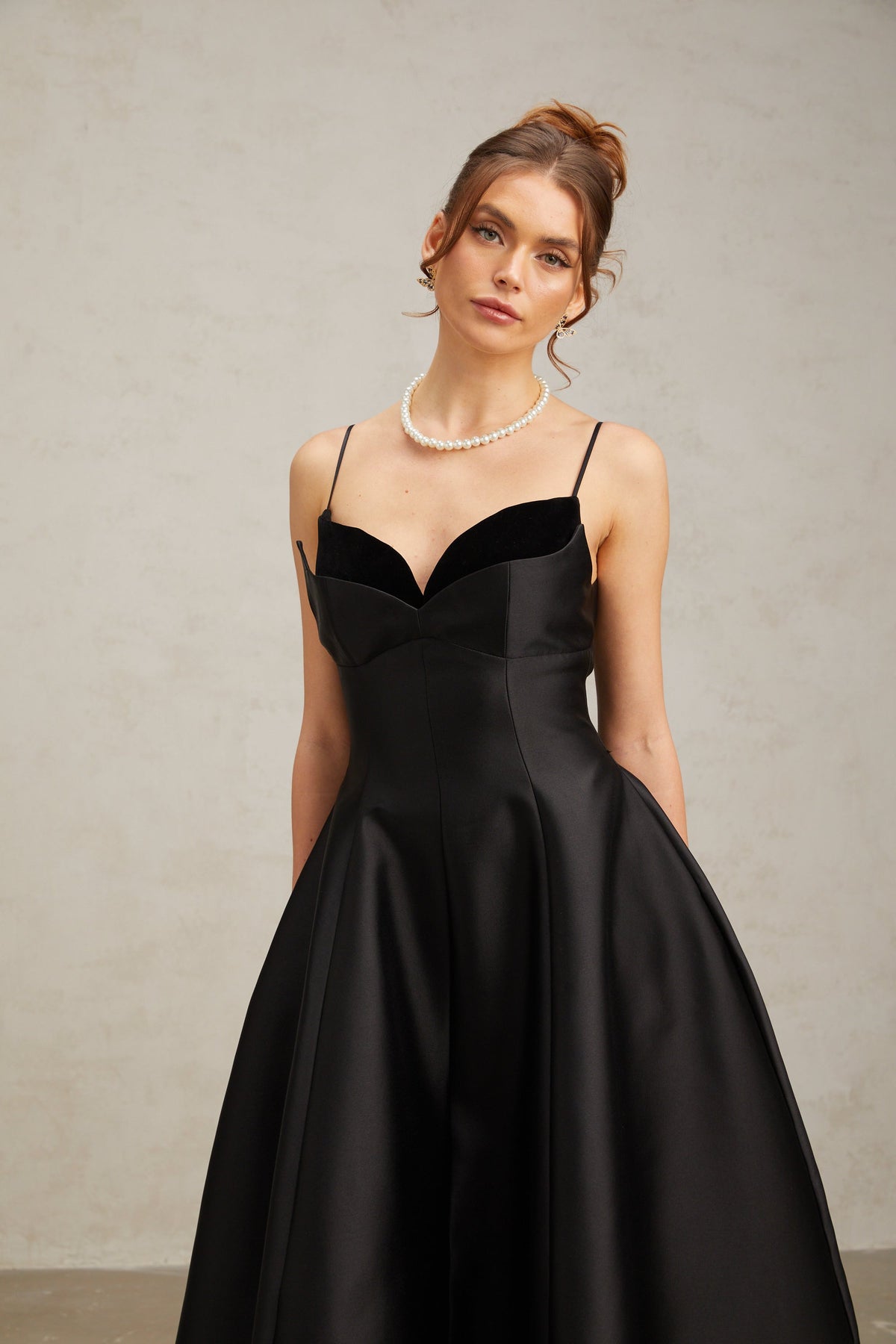 Roxane black pleated flared midi dress (Final Sale-US Only)