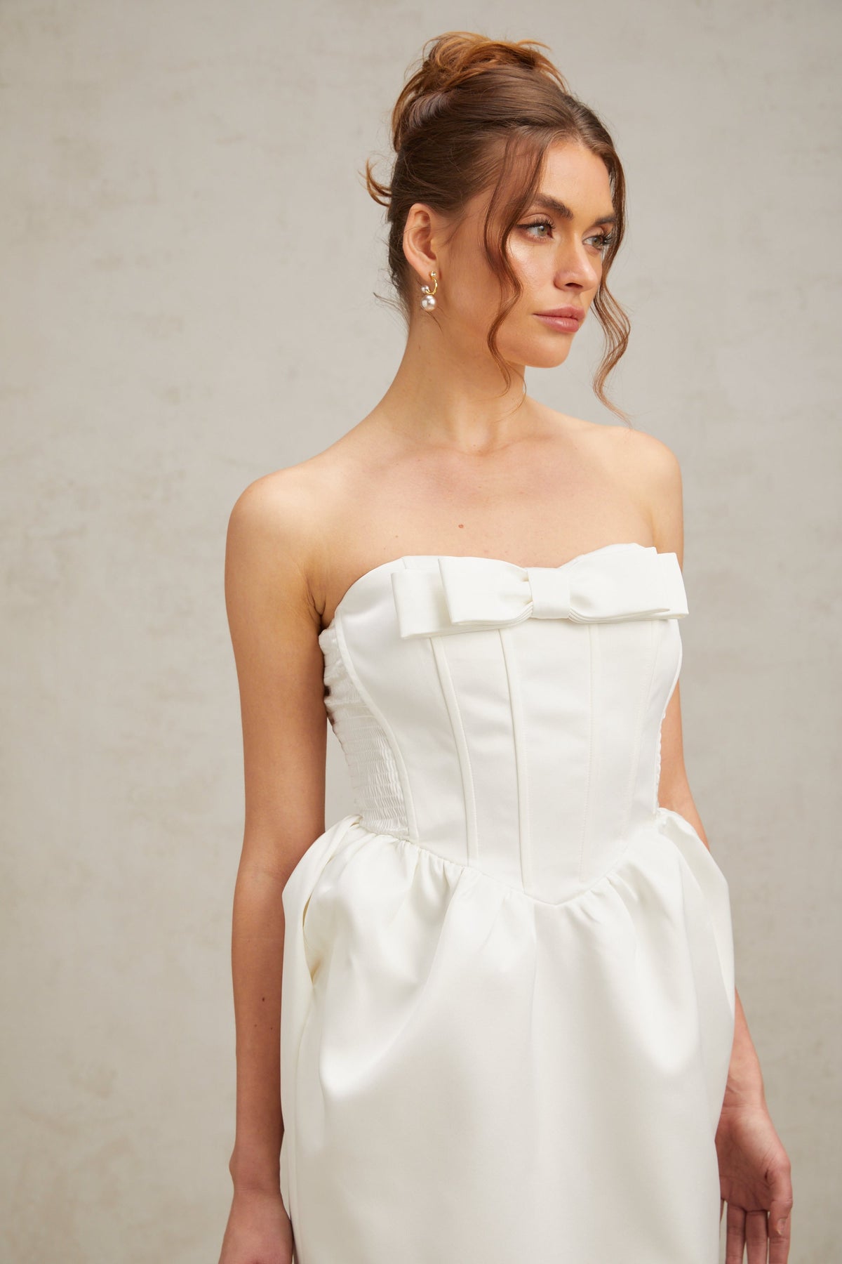 Sylvie bowknot satin maxi dress in White
