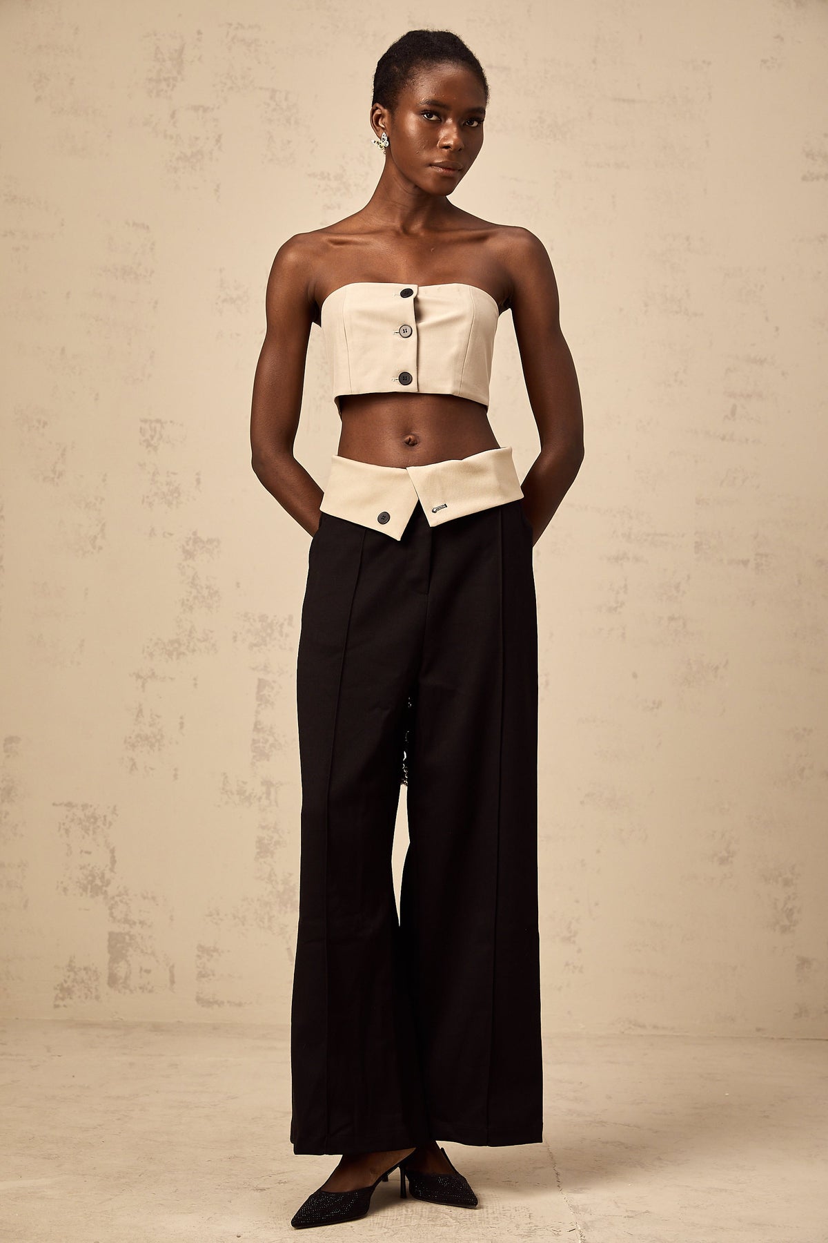 Naomi crop top & trousers matching set