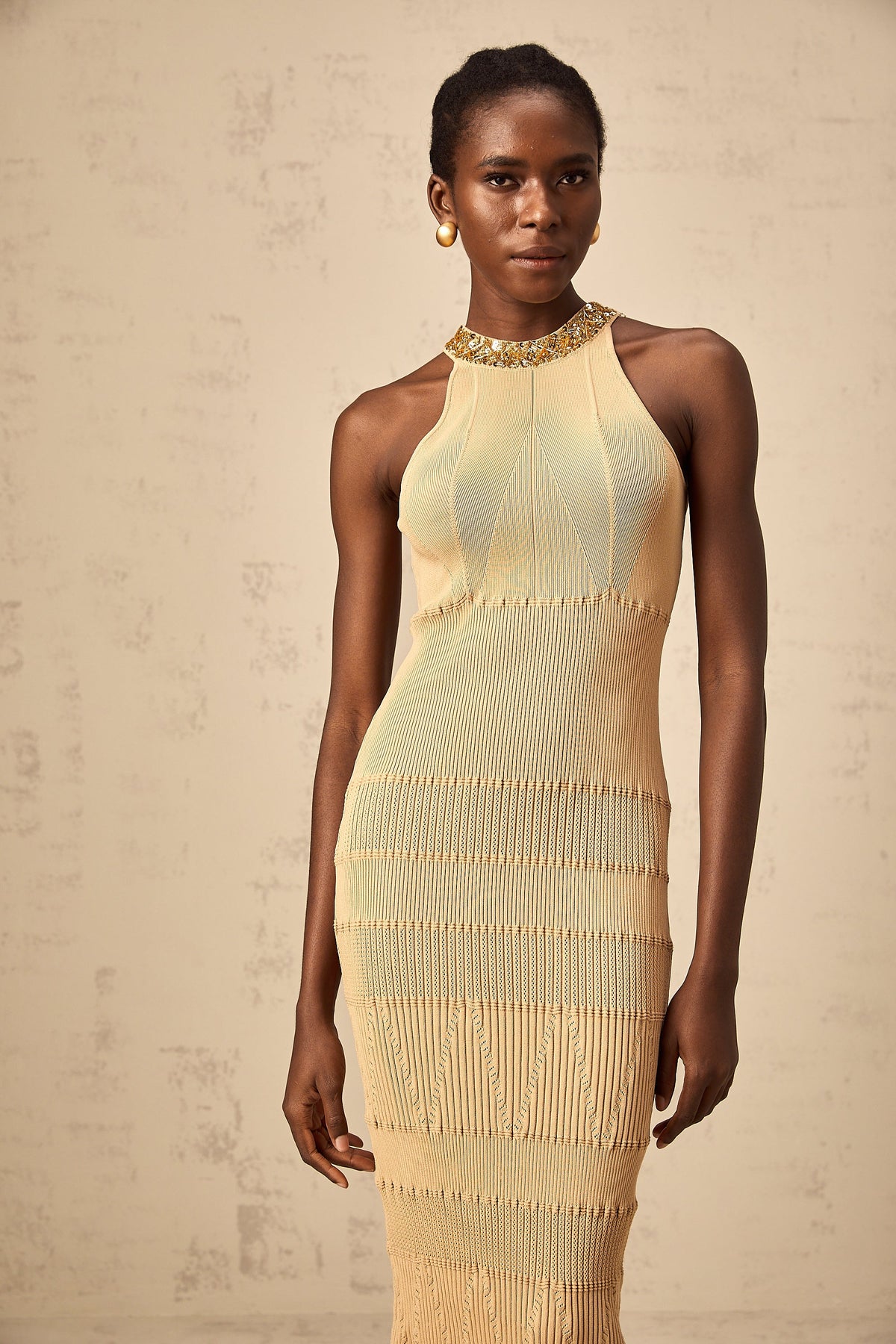 Louise sequined ribbed-knit midi dress