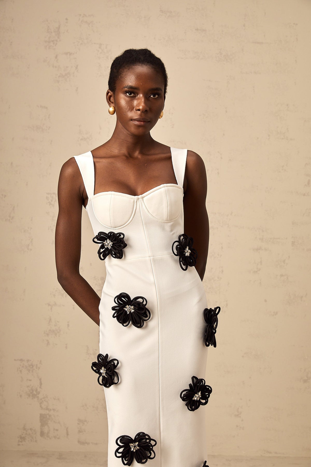 Olivia white floral-appliqué bandage maxi dress (Final Sale-US Only)