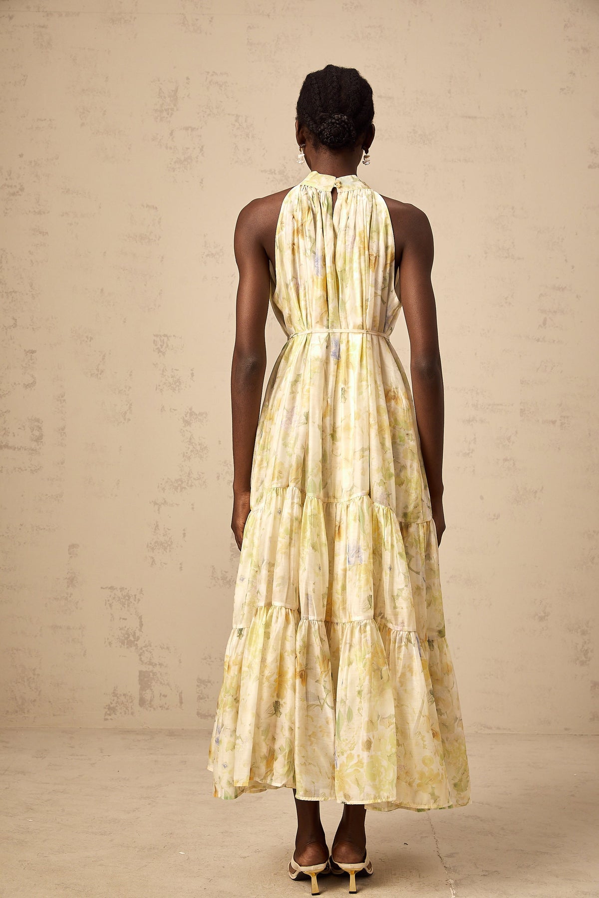 Ulani floral-print sleeveless midi dress in Yellow (Final Sale-US Only)