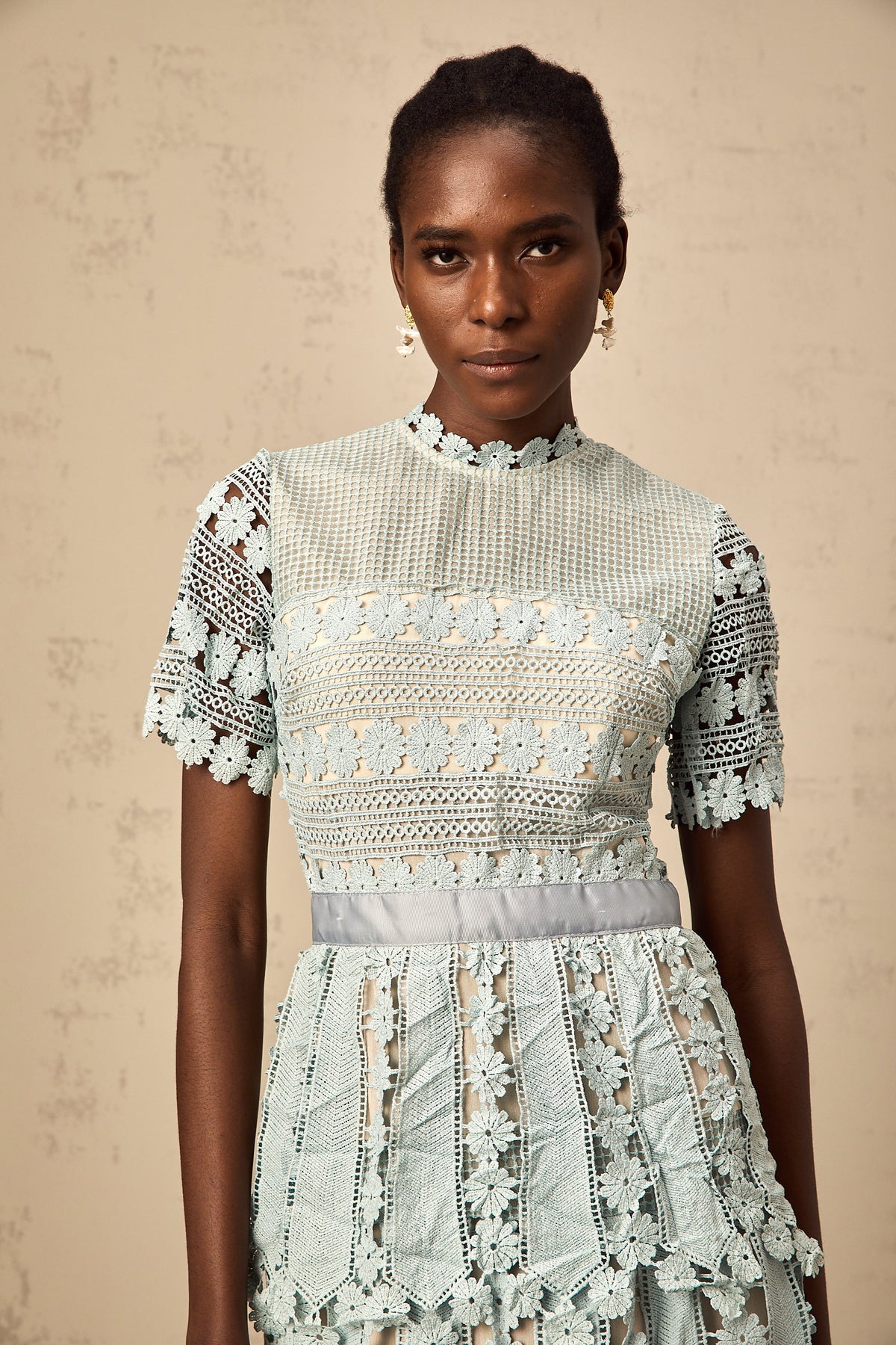 Océane green floral embroidered midi dress (Final Sale-US Only)