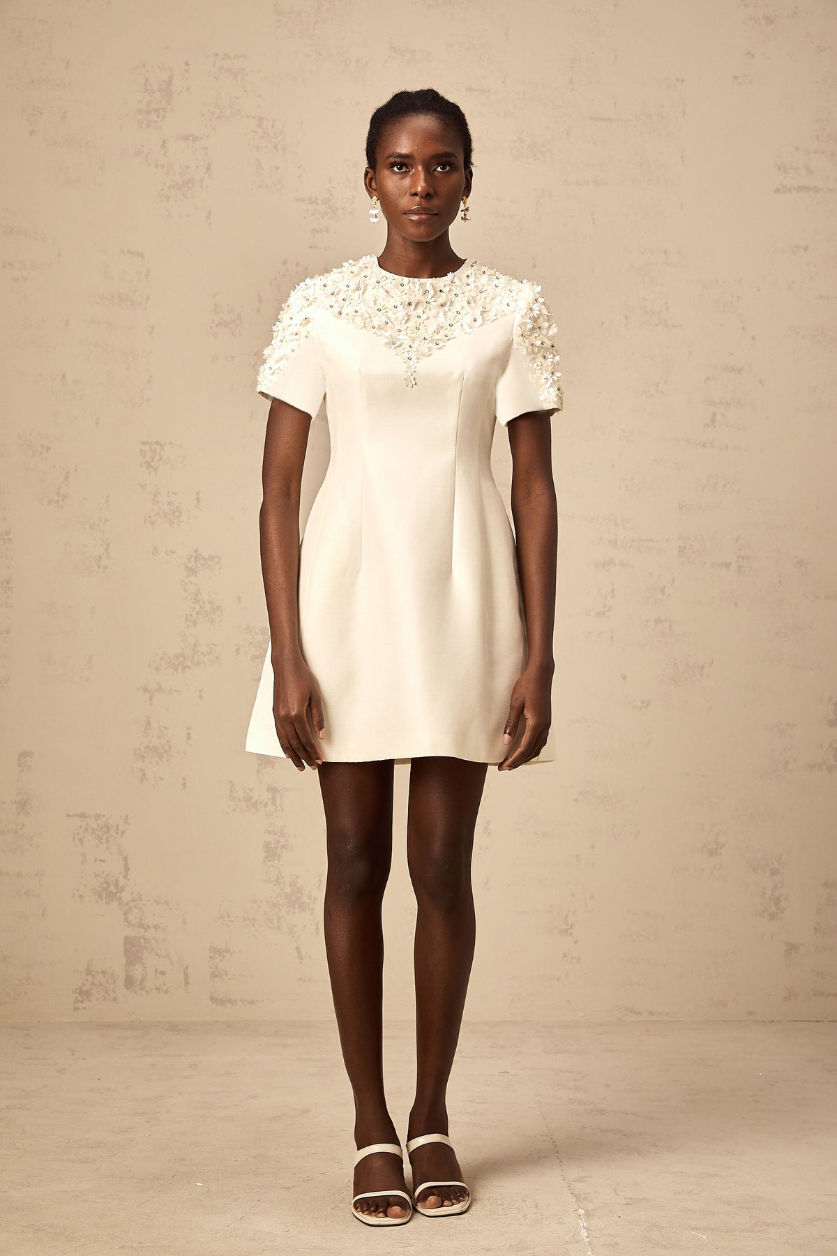 Adrienne floral-appliqué mini dress