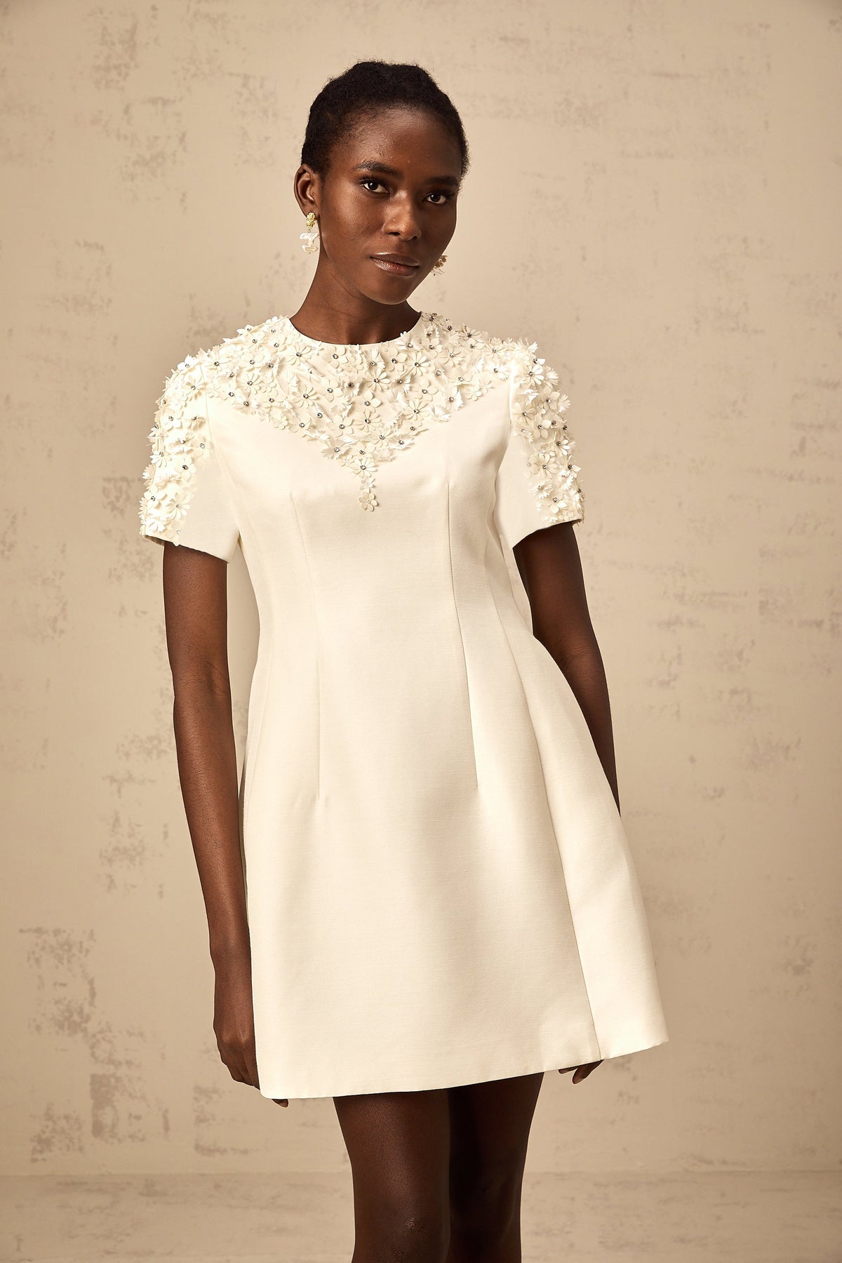 Adrienne floral-appliqué mini dress