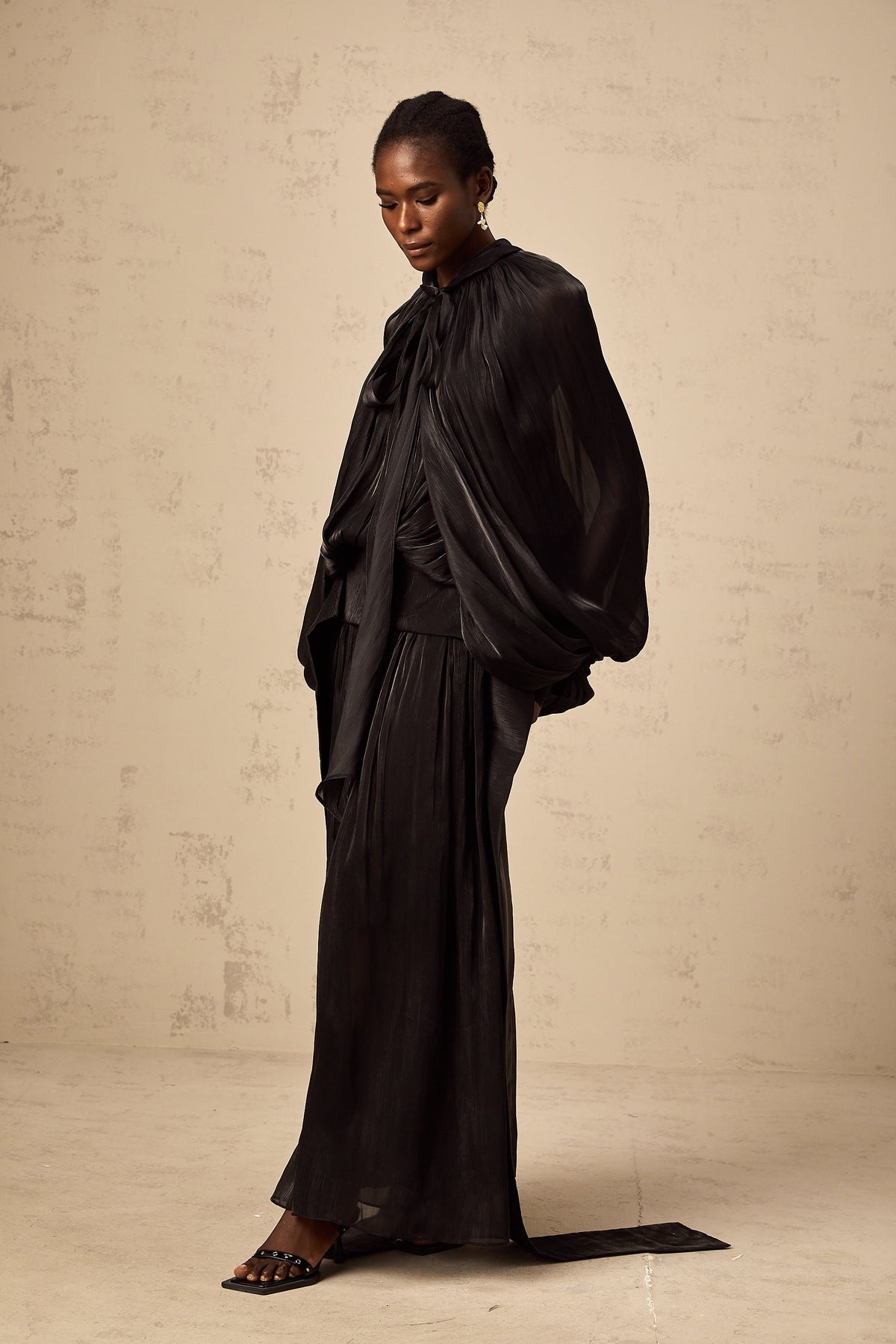 Mila pleated satin maxi dress in Black (Final Sale-US Only)