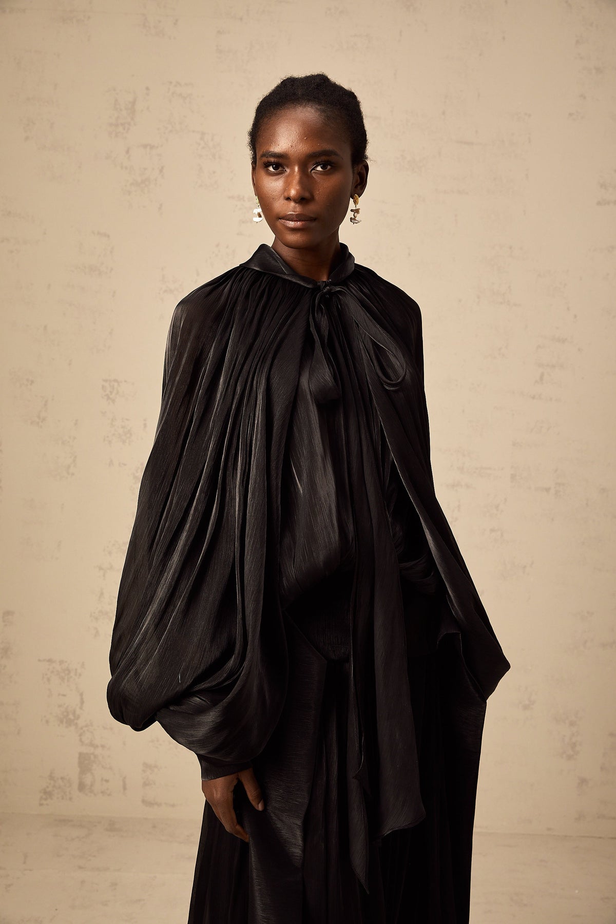 Mila pleated satin maxi dress in Black (Final Sale-US Only)