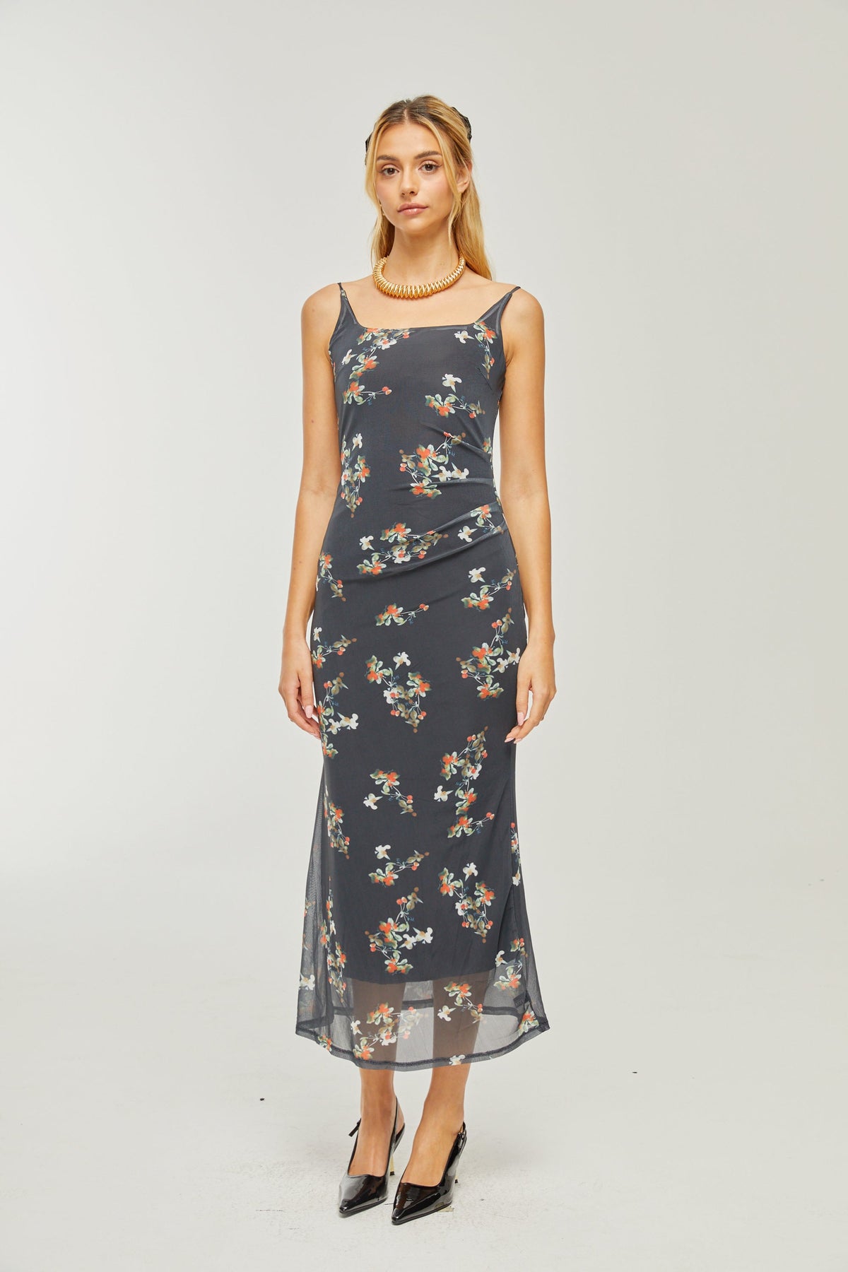 Renée floral-print layered midi dress