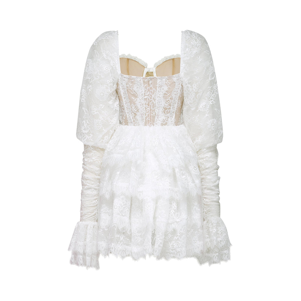 Nadine semi-sheer lace-trim mini dress