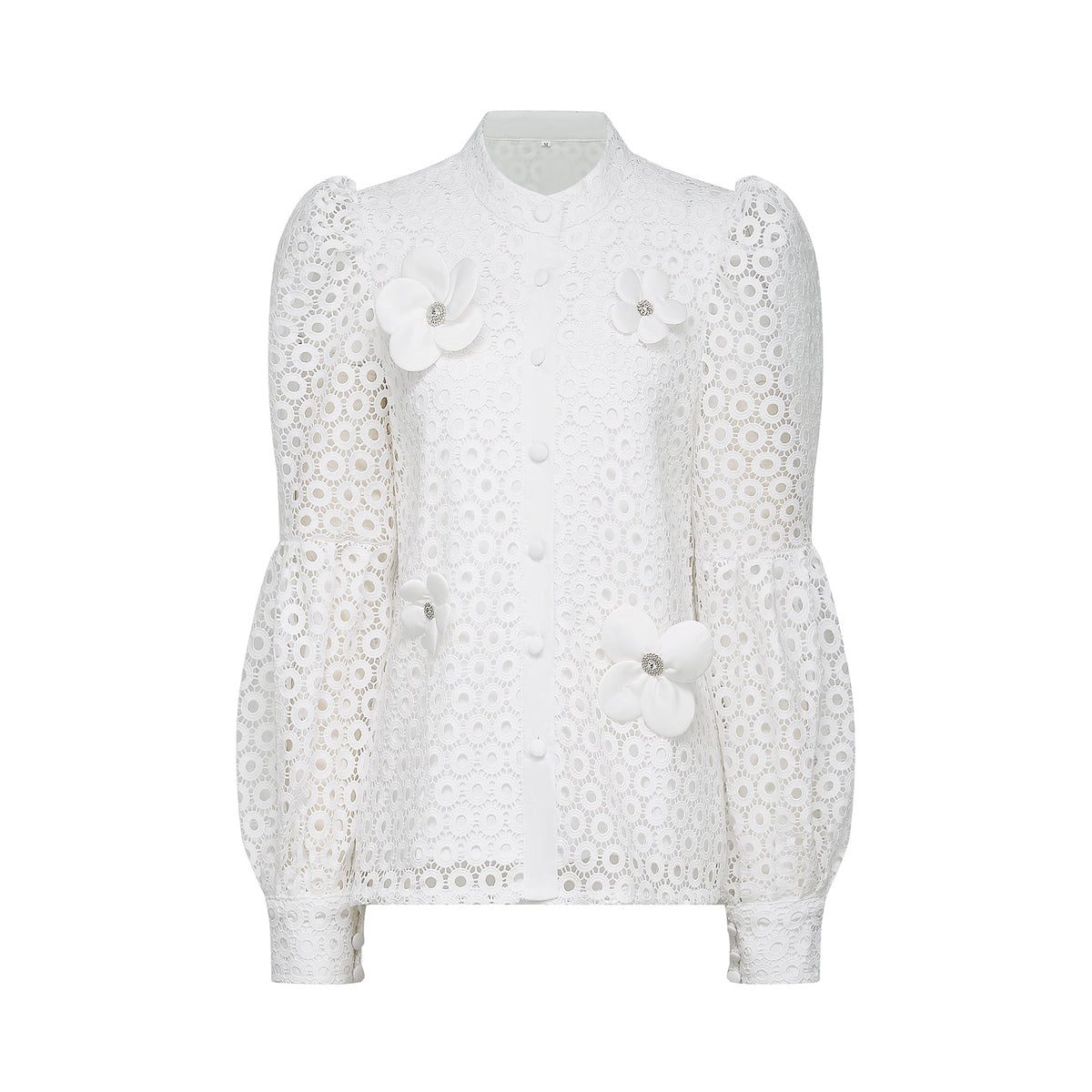 Calla faux-flower cut-out blouse & shorts matching set (Final Sale)