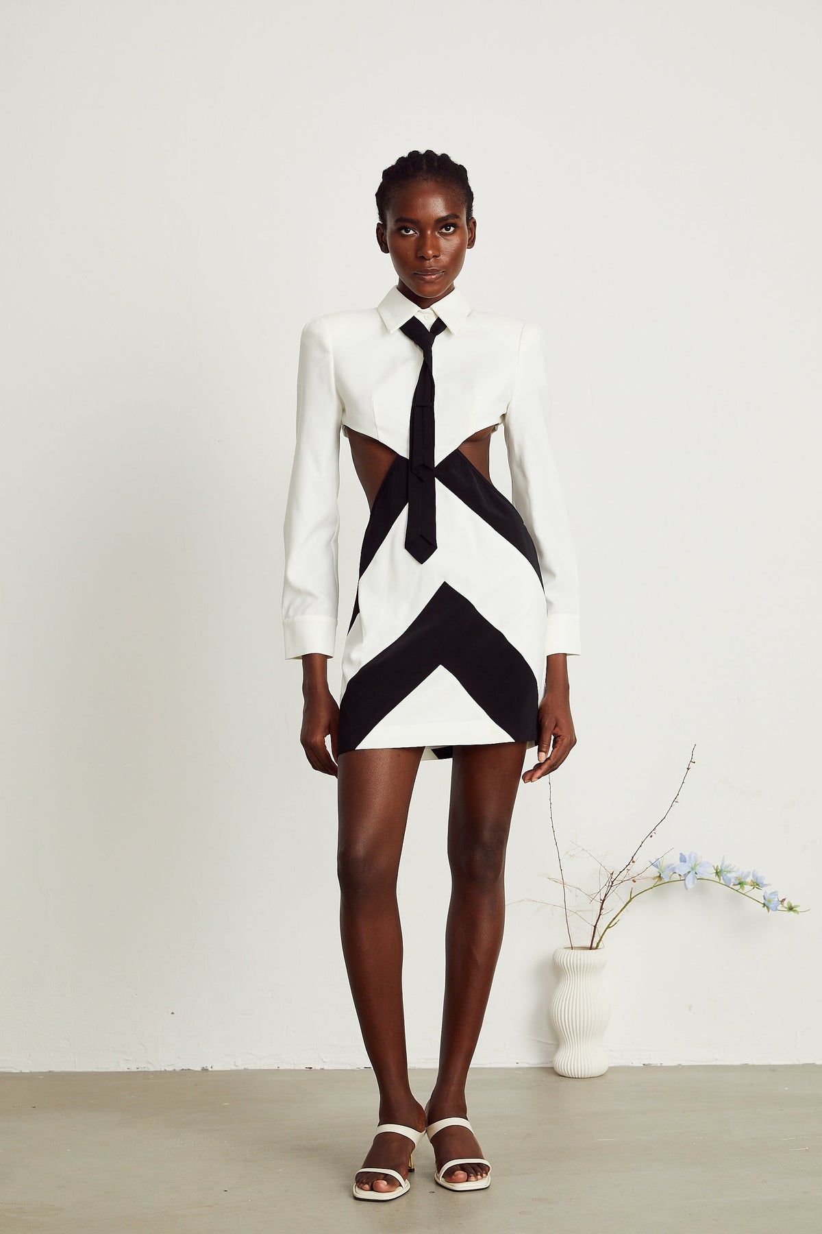 Ophelia neck-tie cut-out mini dress