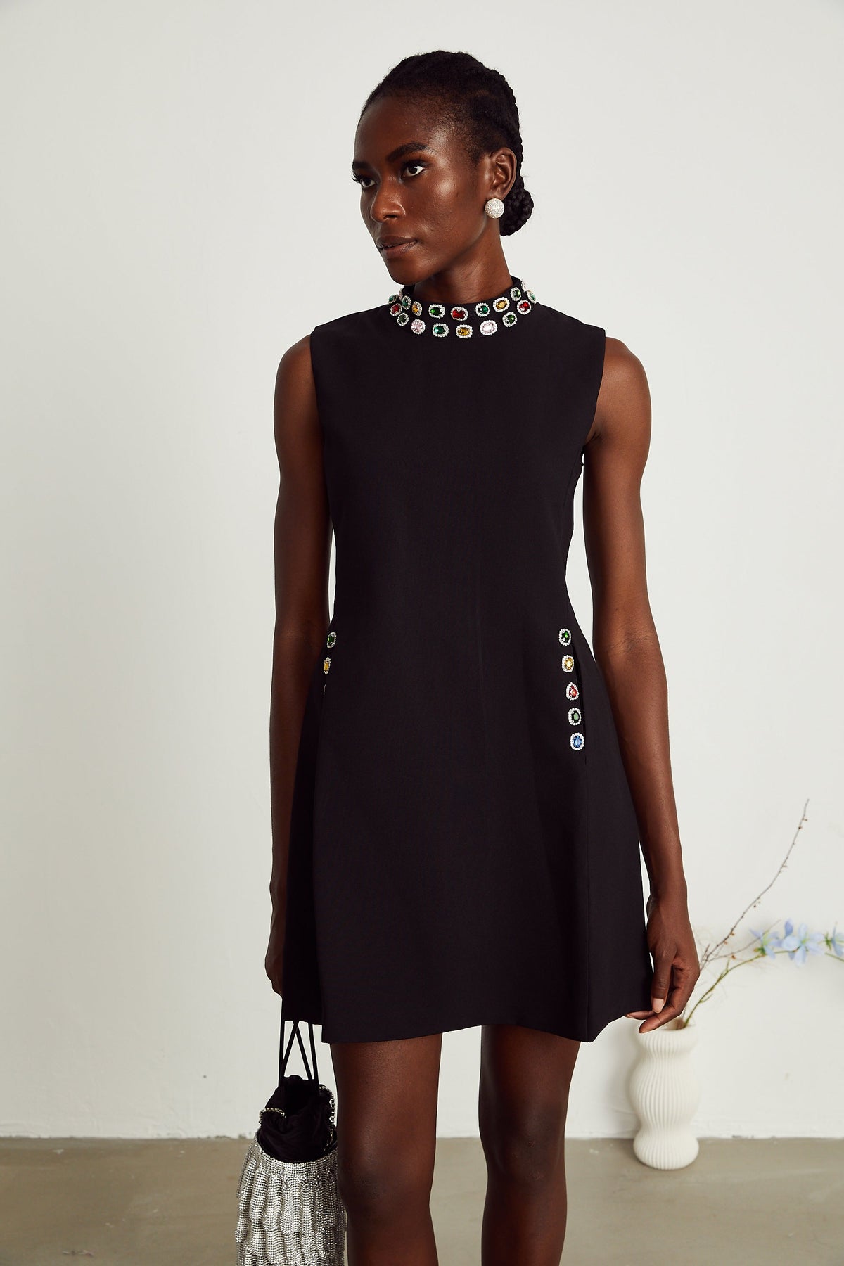 Xanthe crystal-embellished sleeveless mini dress