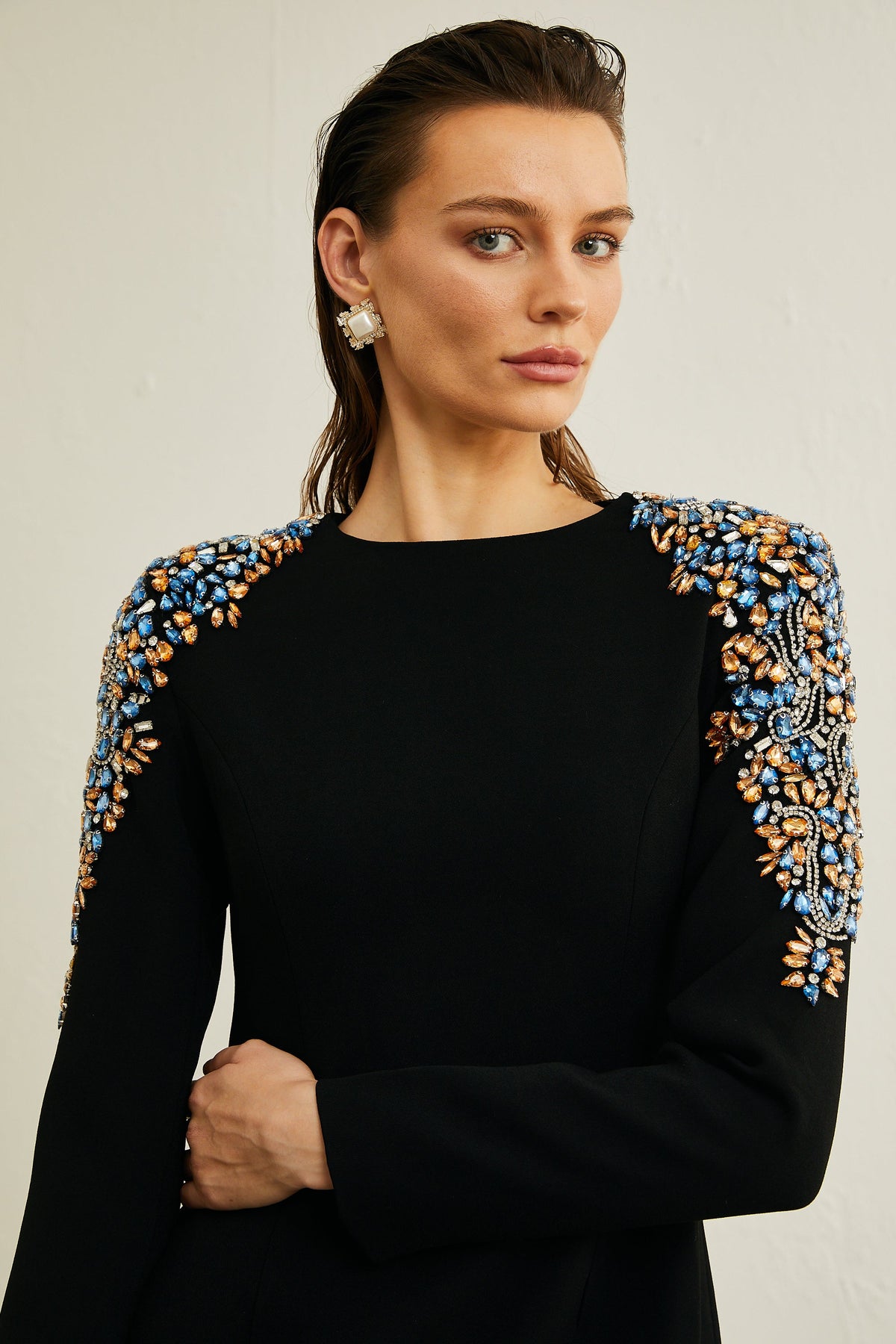 Maëlys black crystal-embellished midi dress (Final Sale-US Only)