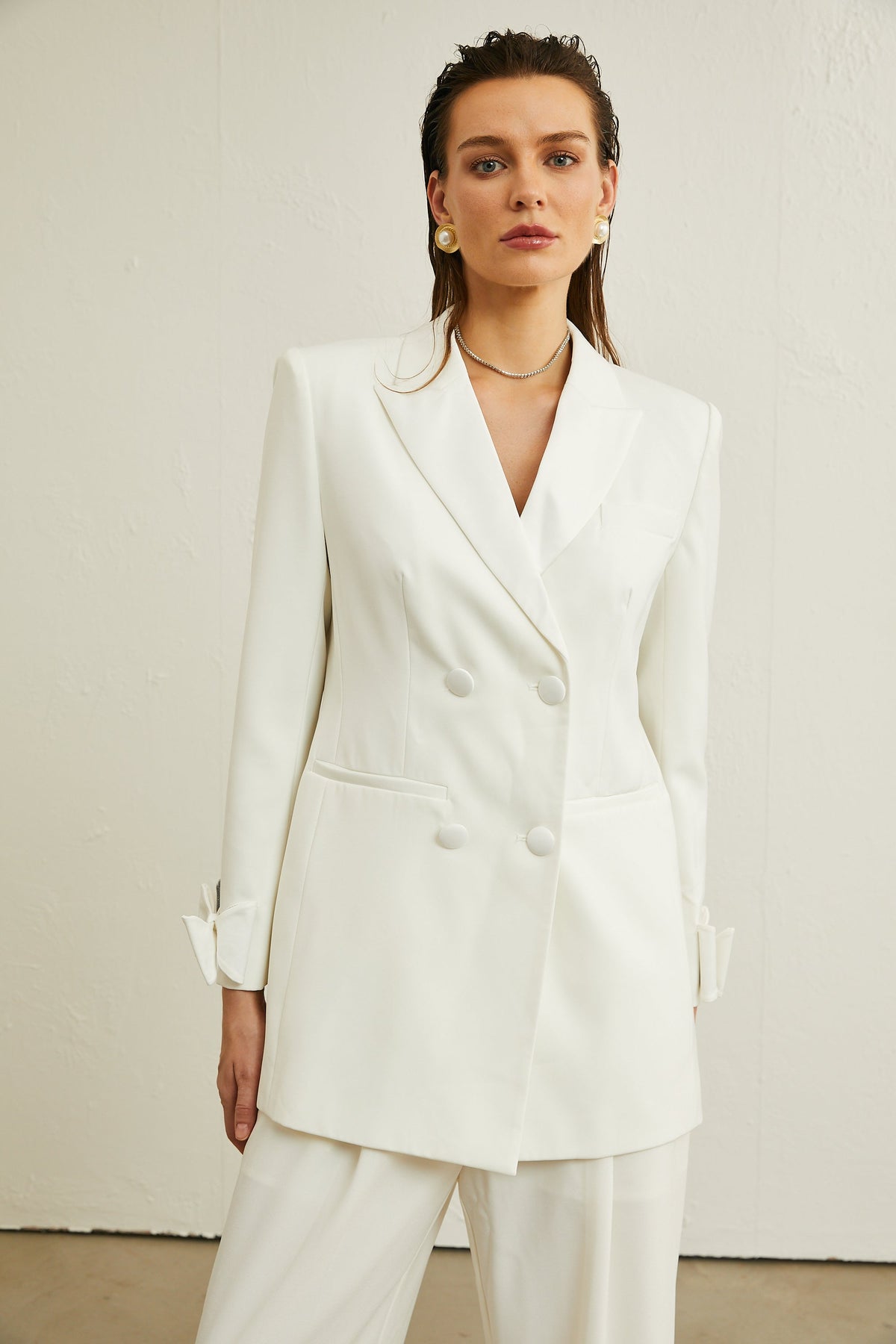 Margaux white bow-embellished wool jacket (Final Sale-US Only)