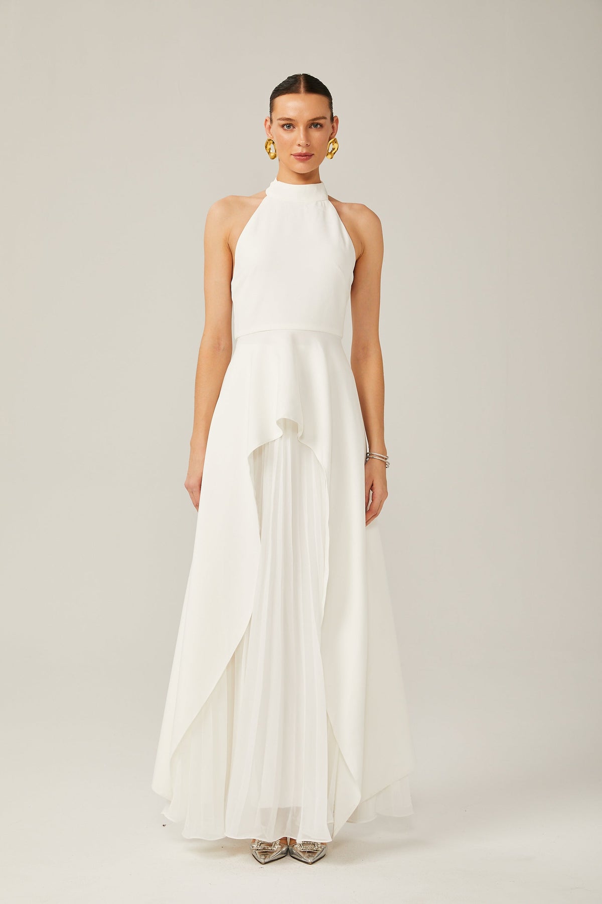 Inés halterneck layered long dress (Final Sale-US Only)