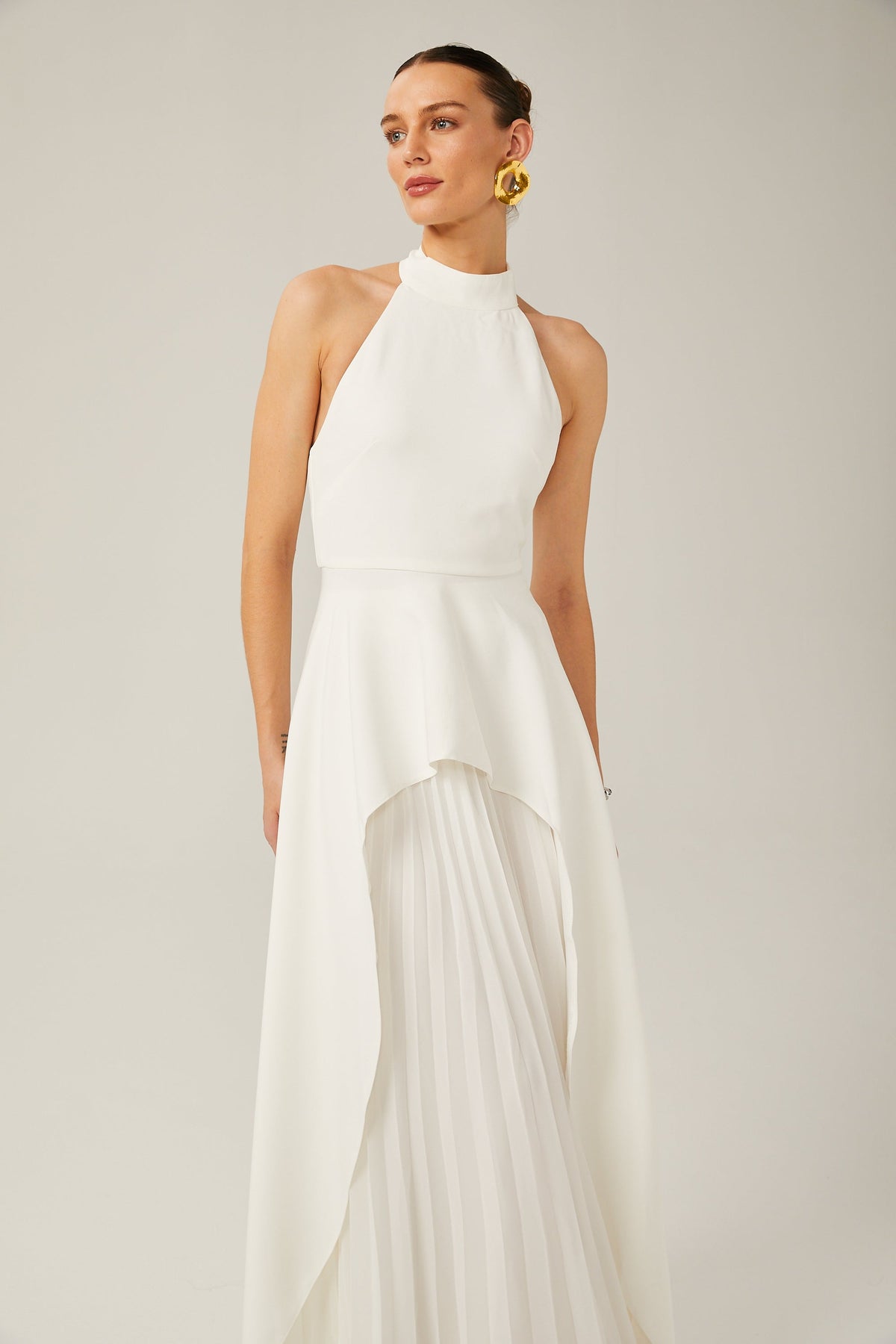 Inés halterneck layered long dress (Final Sale-US Only)