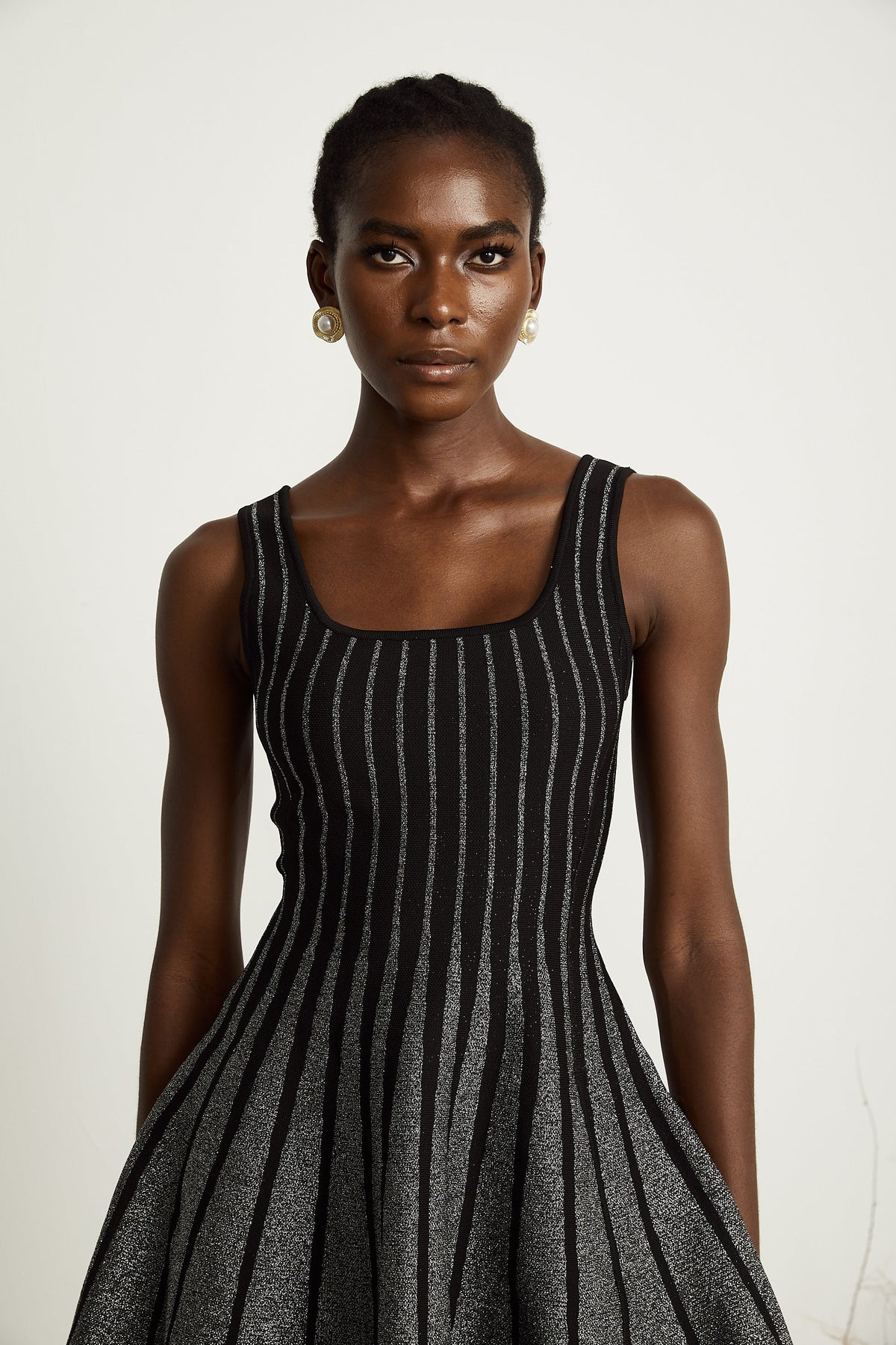 Anouk black glittered flared mini dress - Black