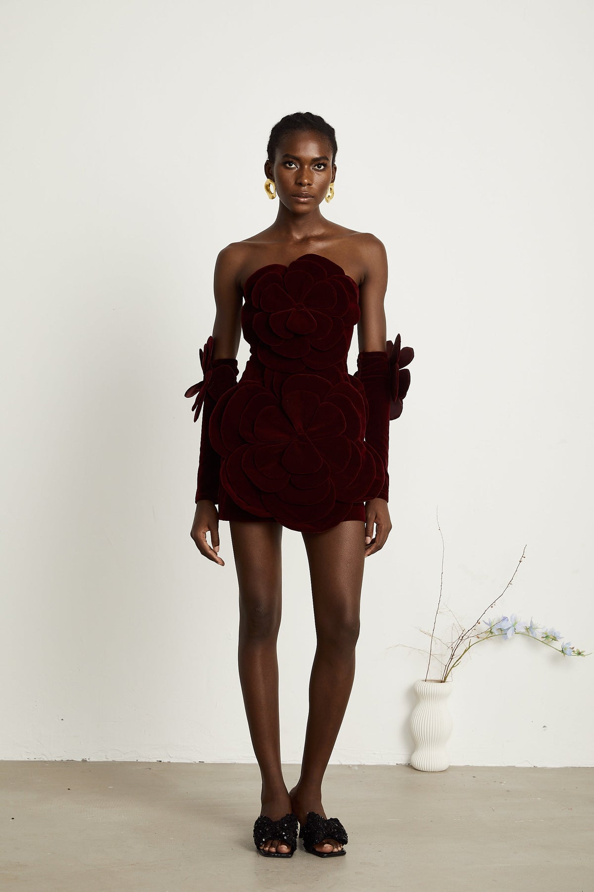 Azura Red Floral Appliqué Mini Dress (Final Sale-US Only)