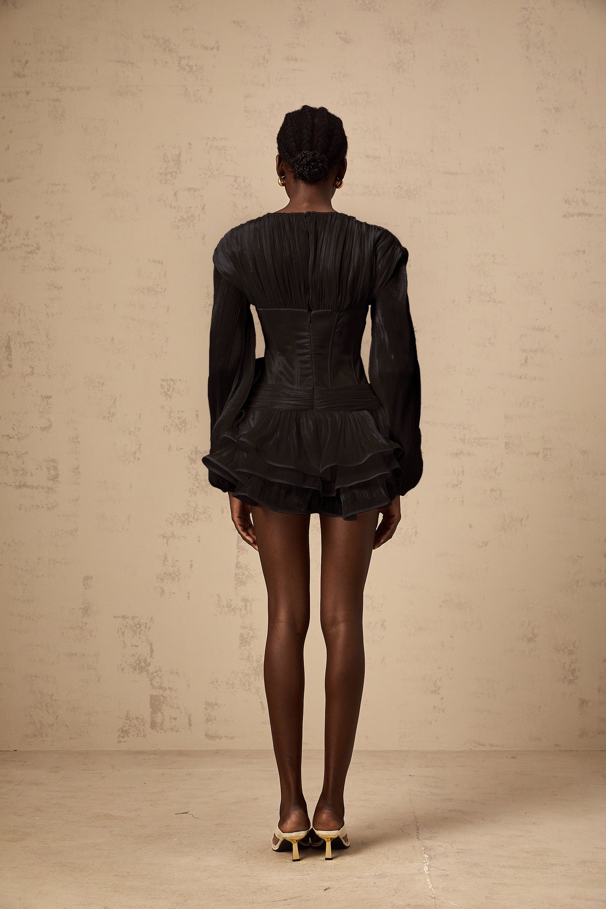 Rosier Black Fully Pleated Cinched Mini Dress (Final Sale-US Only)