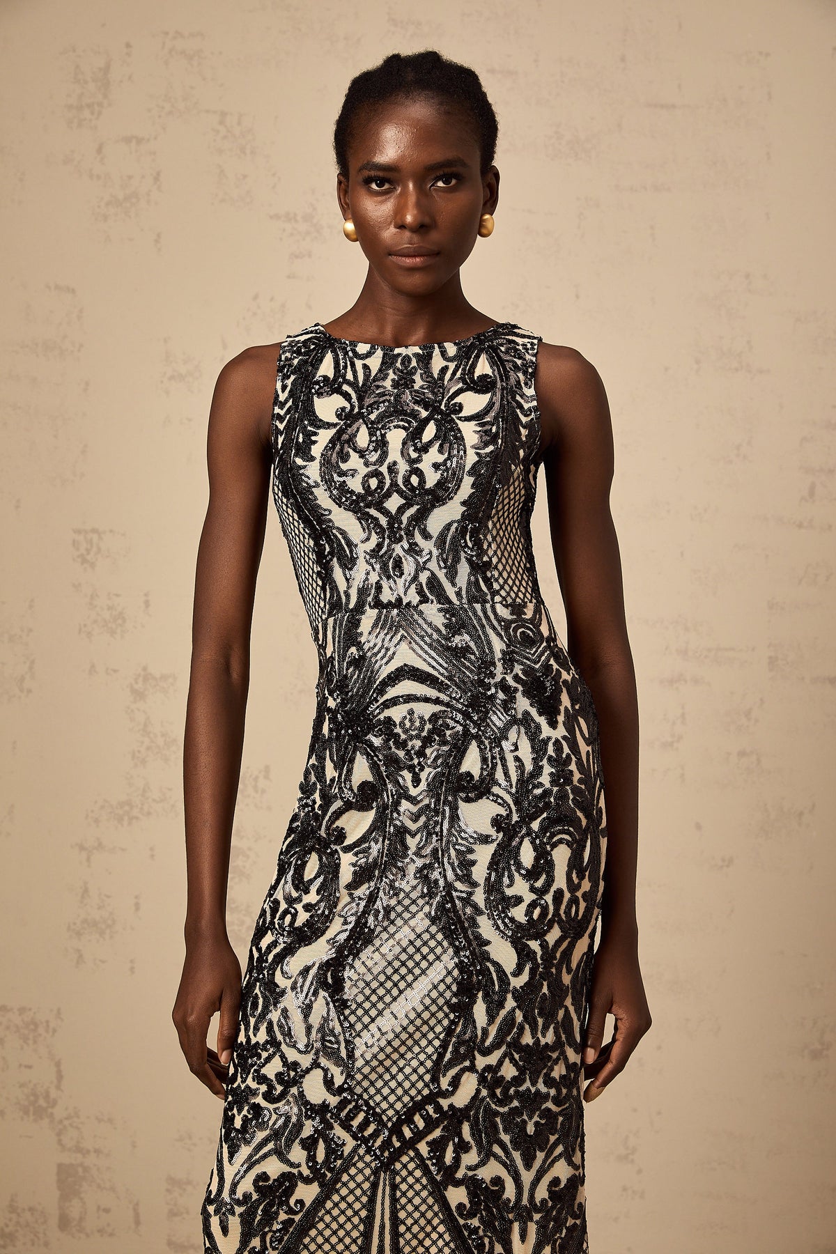 Annie sequin-embellished mesh maxi dress (Final Sale-US Only)