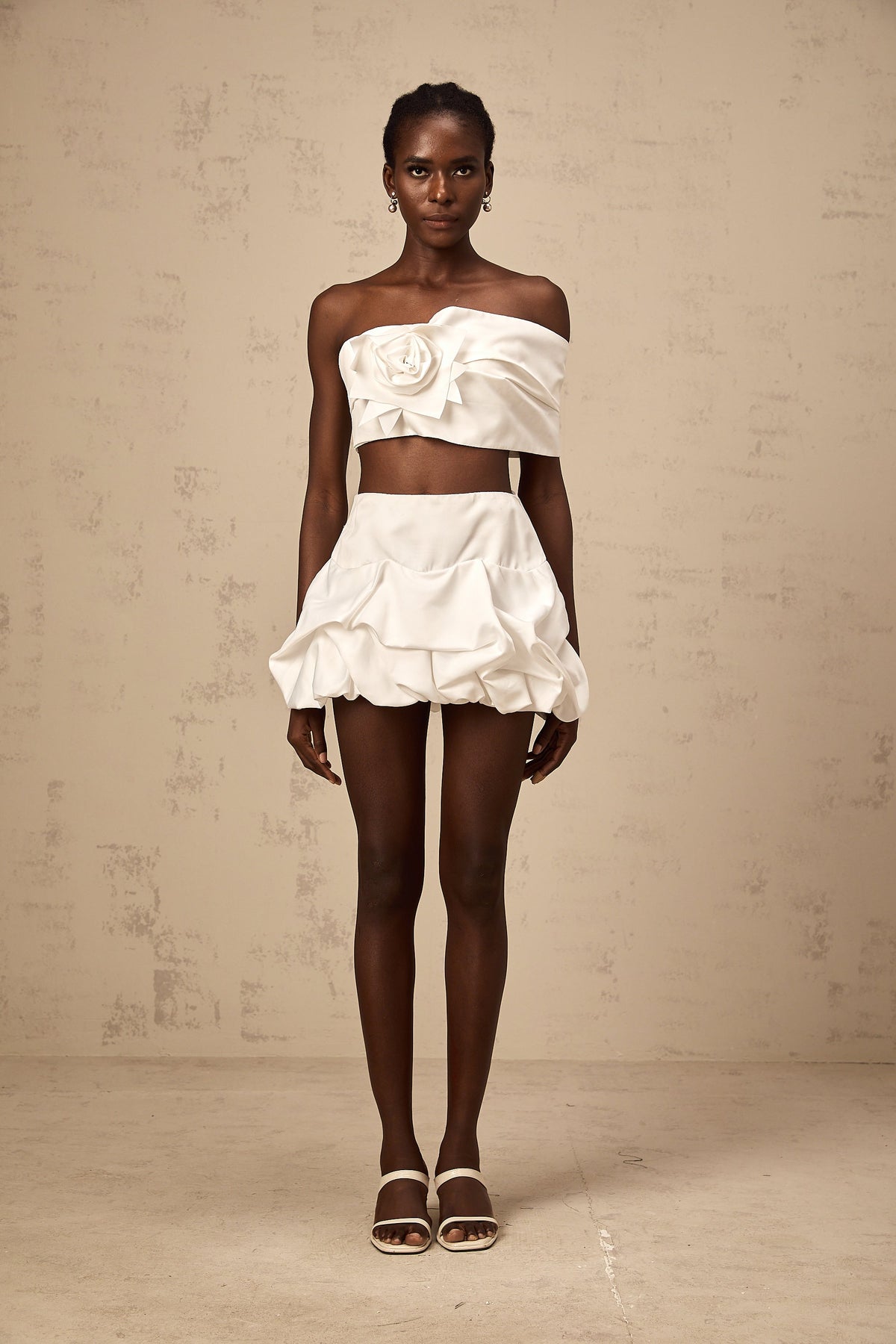 Honorine white floral pleated top & skirt matching set (Final Sale-US Only)
